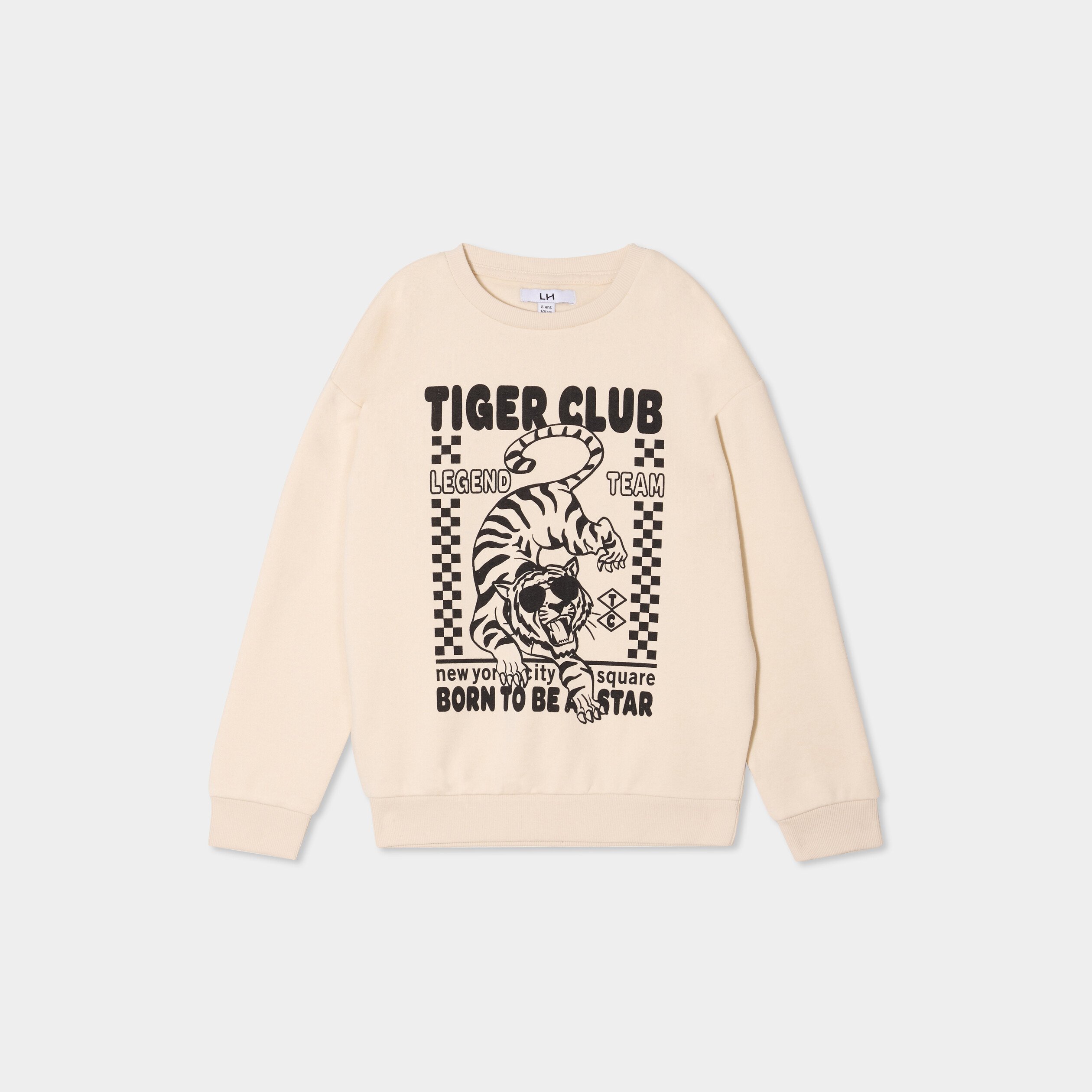 sweat oversize manches longues col rond ecru garcon Sweat oversize manches longues col rond ecru garçon