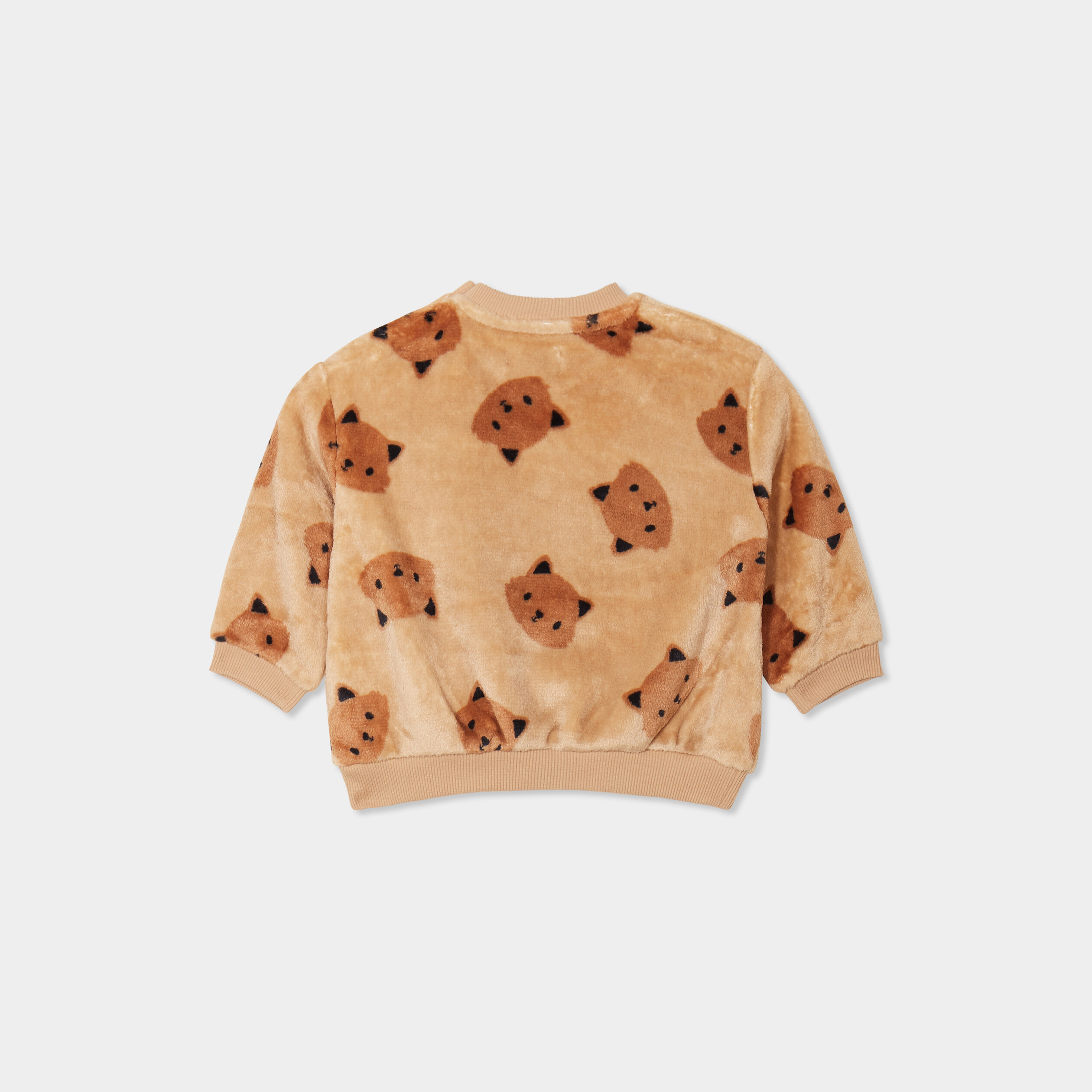 sweat aspect velours manches longues beige bebeg Sweat aspect velours manches longues beige bébé garçon