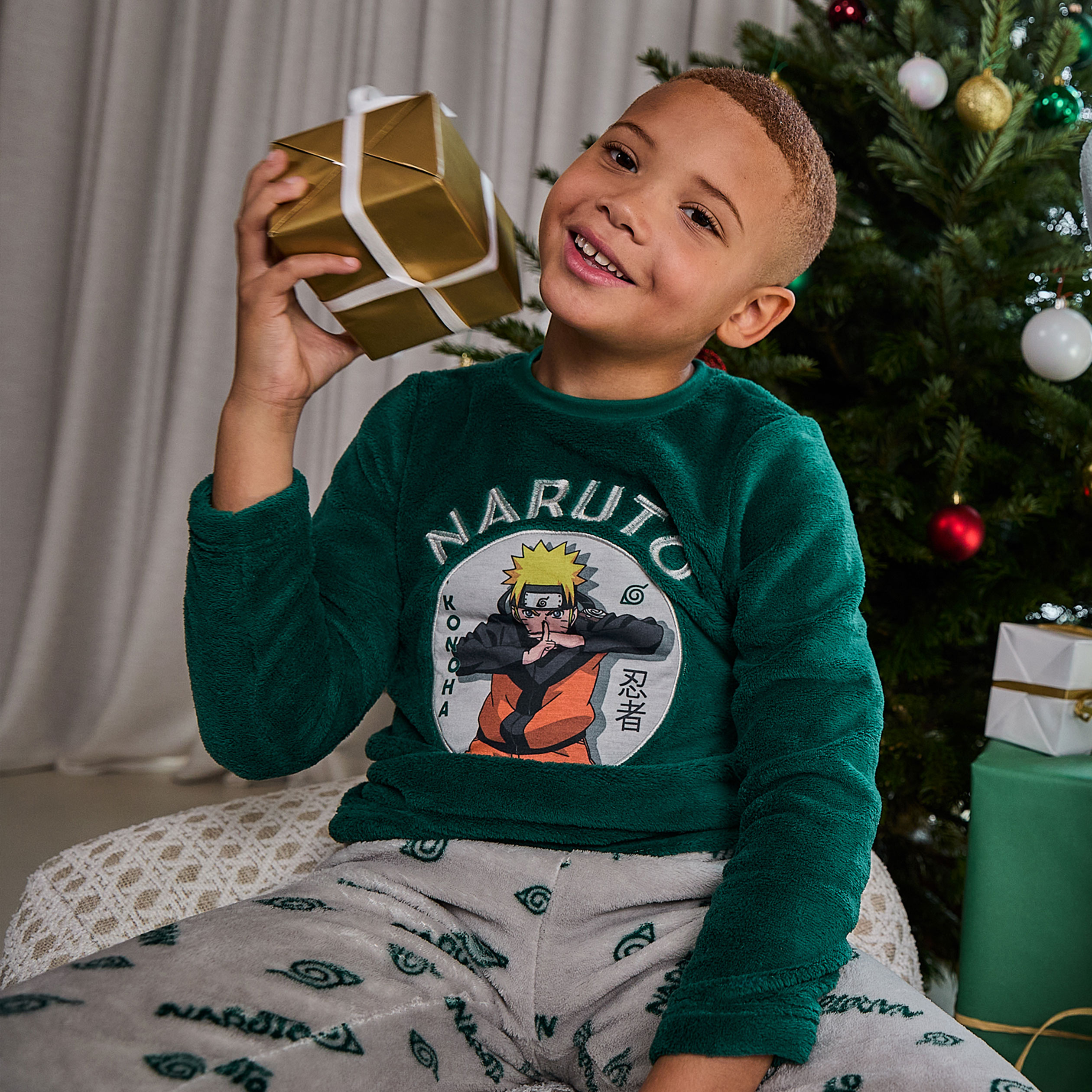 Coffret ensemble pyjama 3 pièces Naruto vert garçon