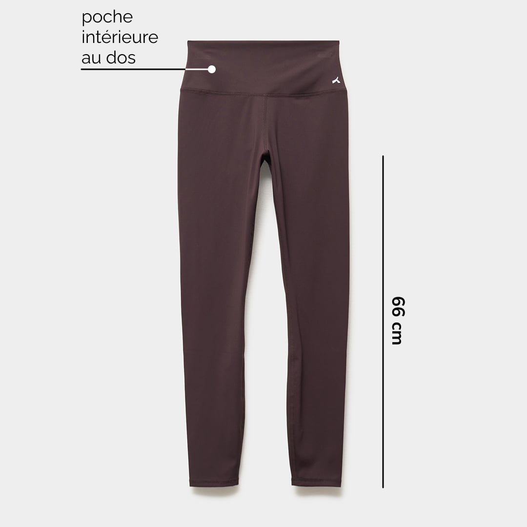 Legging de sport gainant taille haute marron fonc&eacute; femme