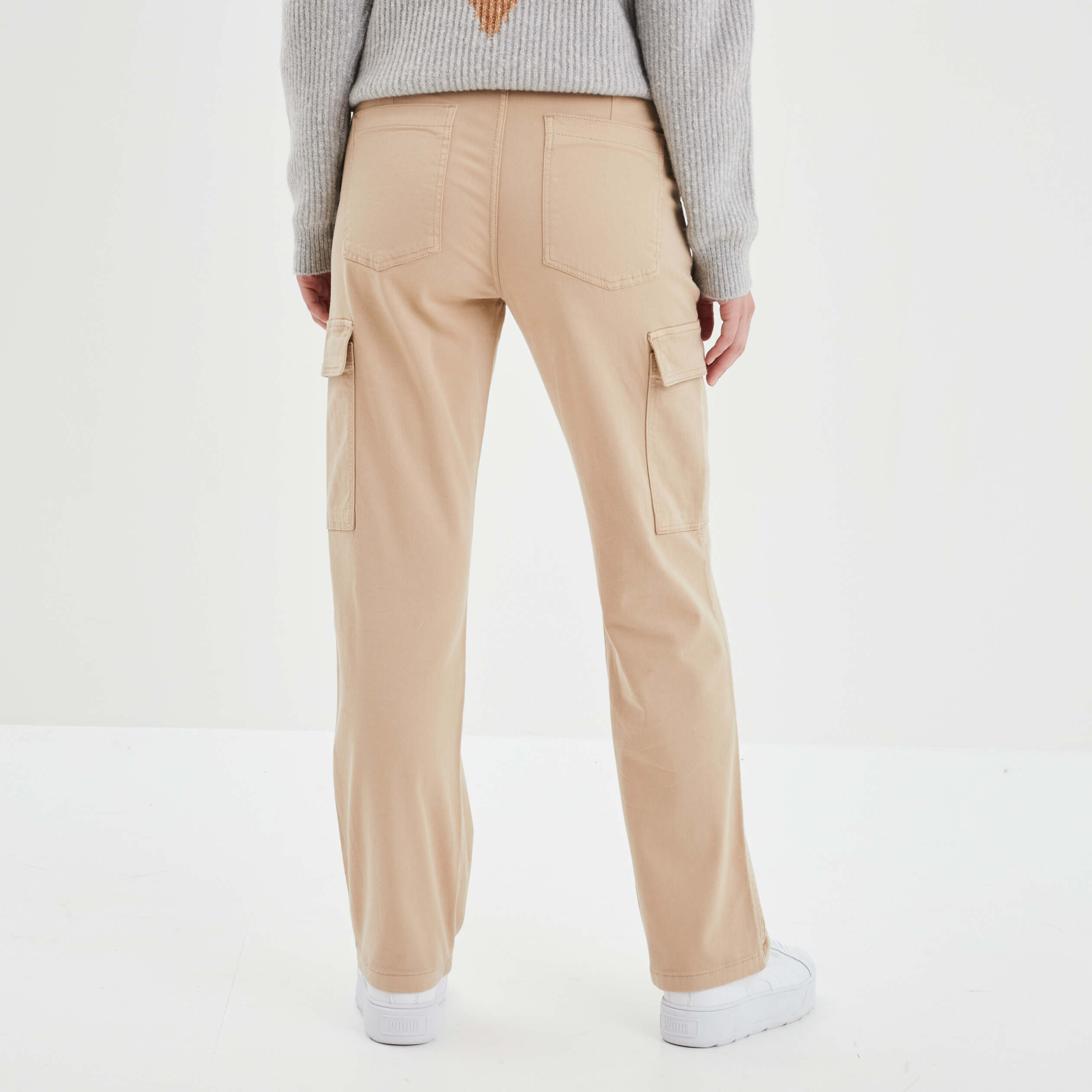 pantalon cargo droit sable femme Pantalon cargo droit sable femme