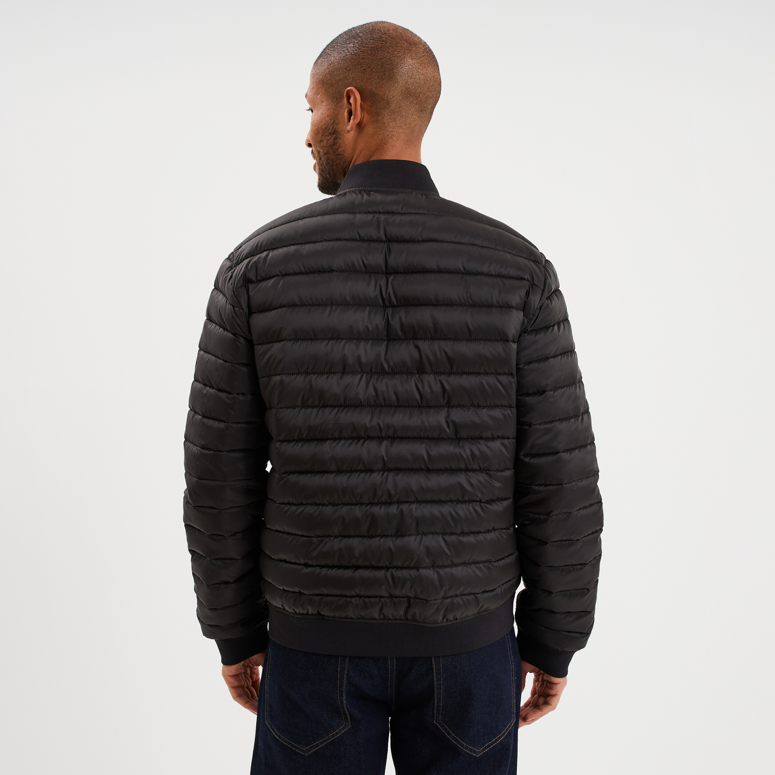 Doudoune l&eacute;g&egrave;re d&eacute;perlante col teddy noir homme