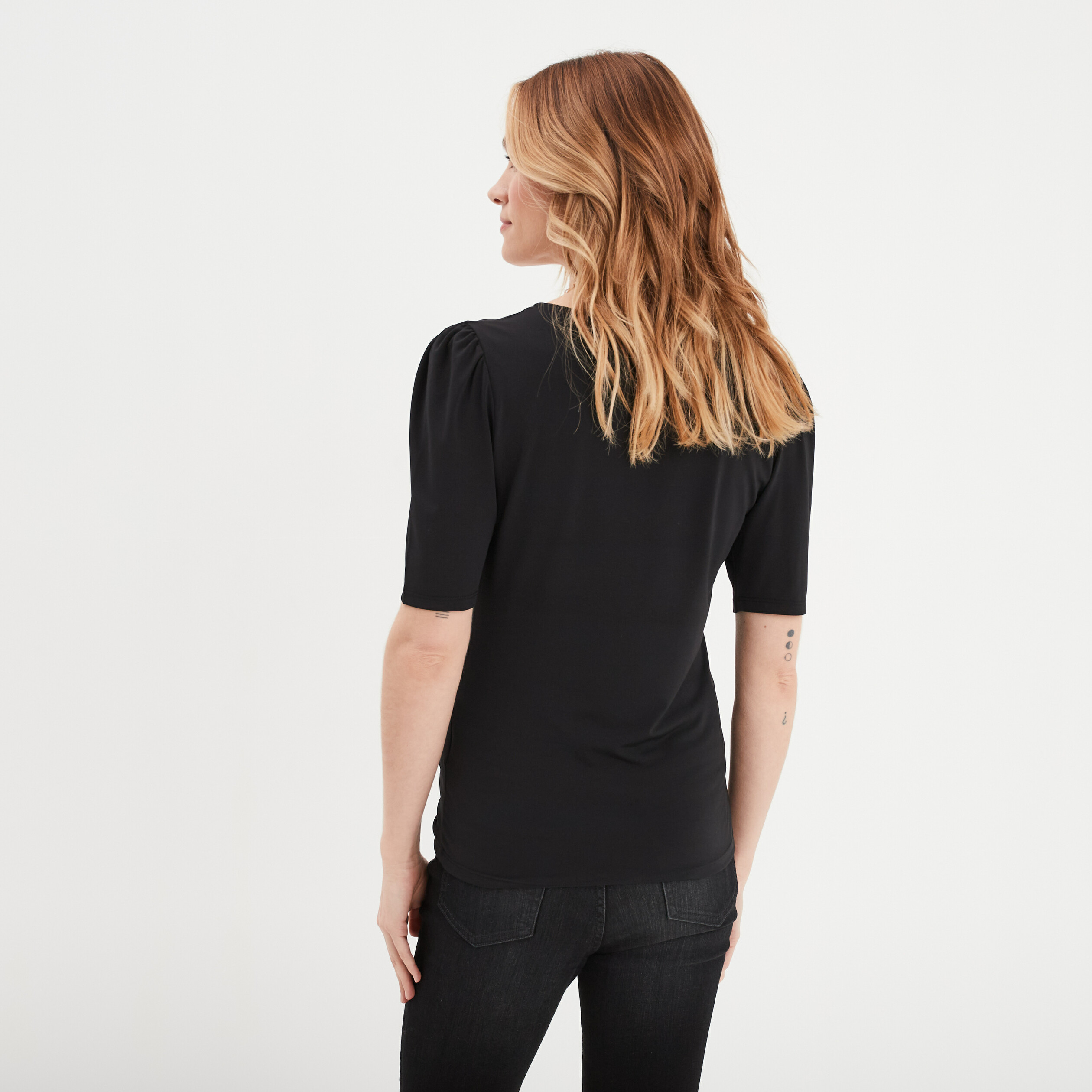 t shirt fronces col en v mosquitos noir femme T-shirt fronces col en V Mosquitos noir femme