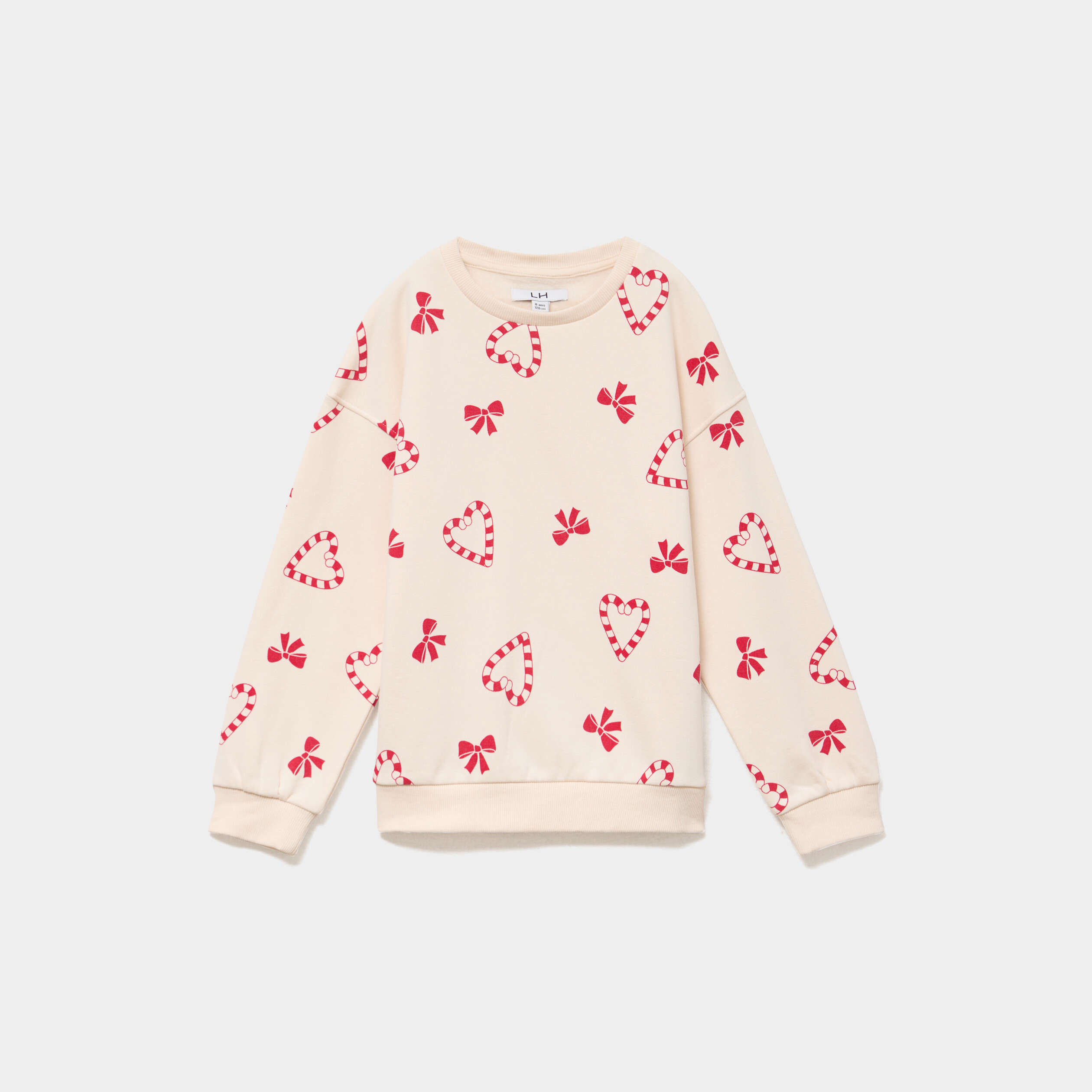 Sweat col rond manches longues ecru fille