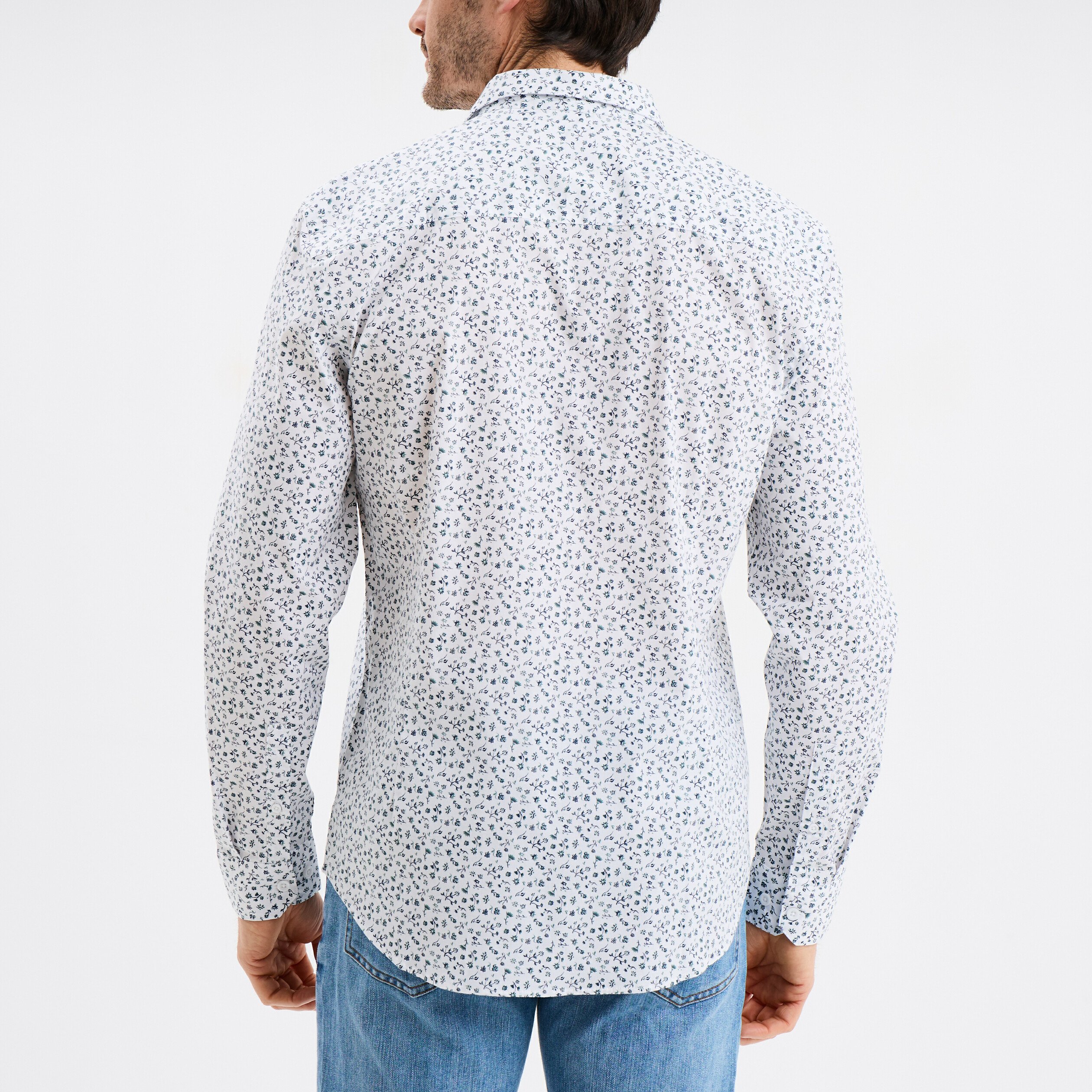 chemise ajustee col francais blanc homme Chemise ajustée col français blanc homme