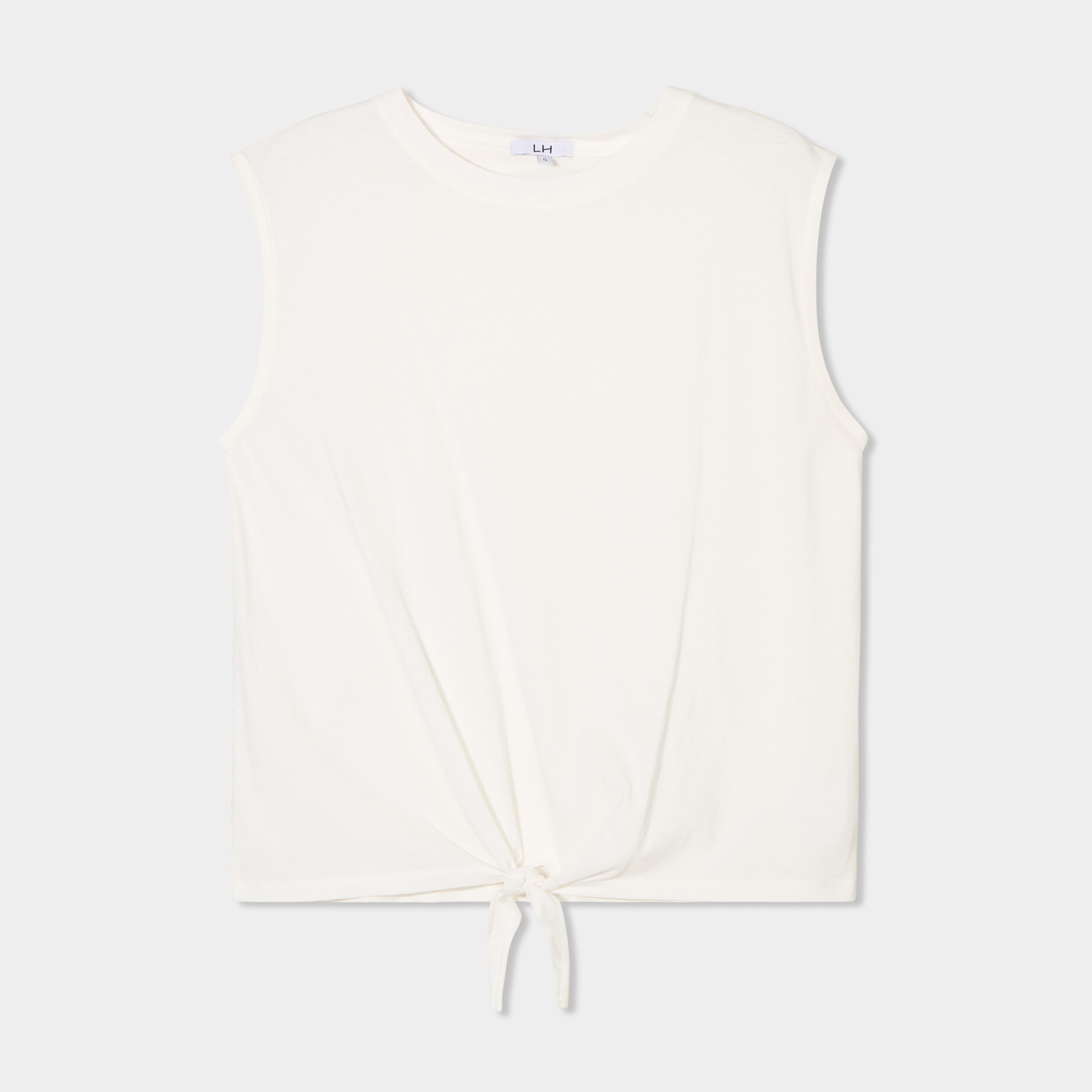 debardeur noue sans manches coton blanc femme Débardeur noué sans manches coton blanc femme