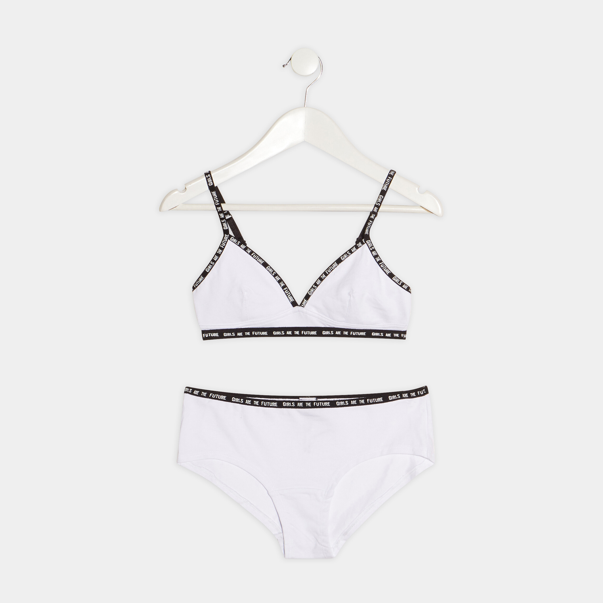 ensemble lingerie 2 pieces coton blanc fille Ensemble lingerie 2 pièces coton blanc fille