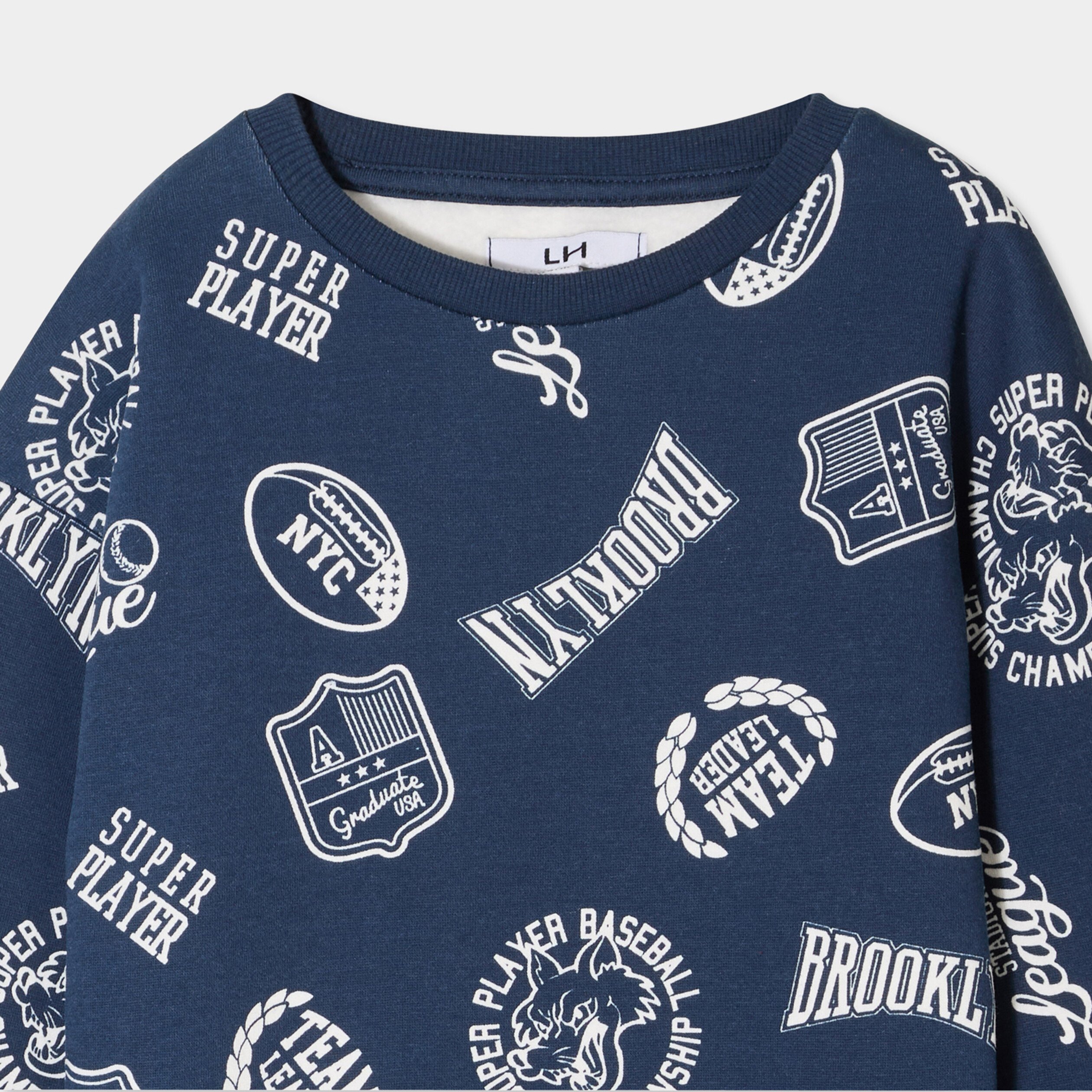 sweat col rond manches longues bleu marine garcon Sweat col rond manches longues bleu marine garçon
