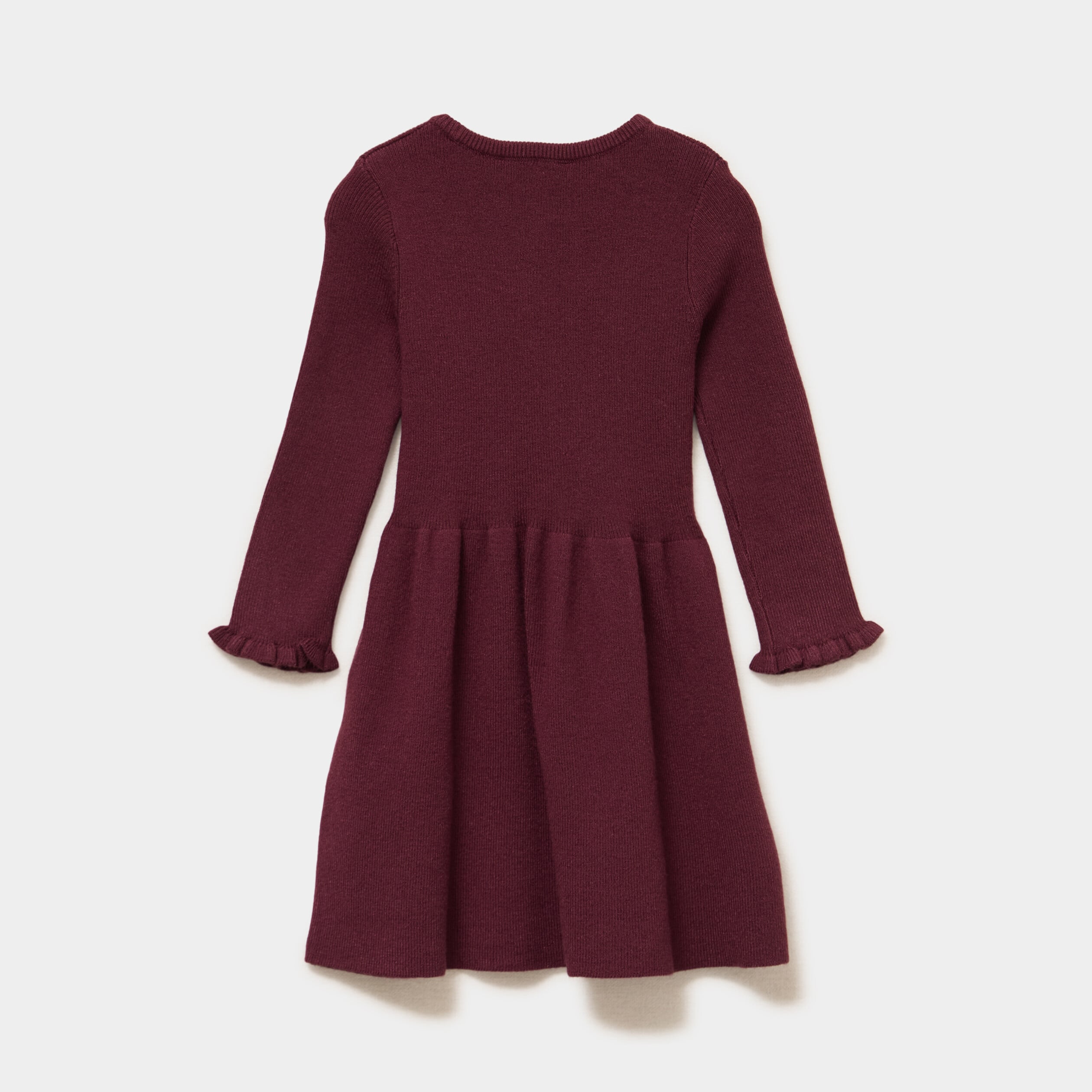 Robe tricot &eacute;vas&eacute;e manches longues violet fonc&eacute; b&eacute;b&eacute; fille
