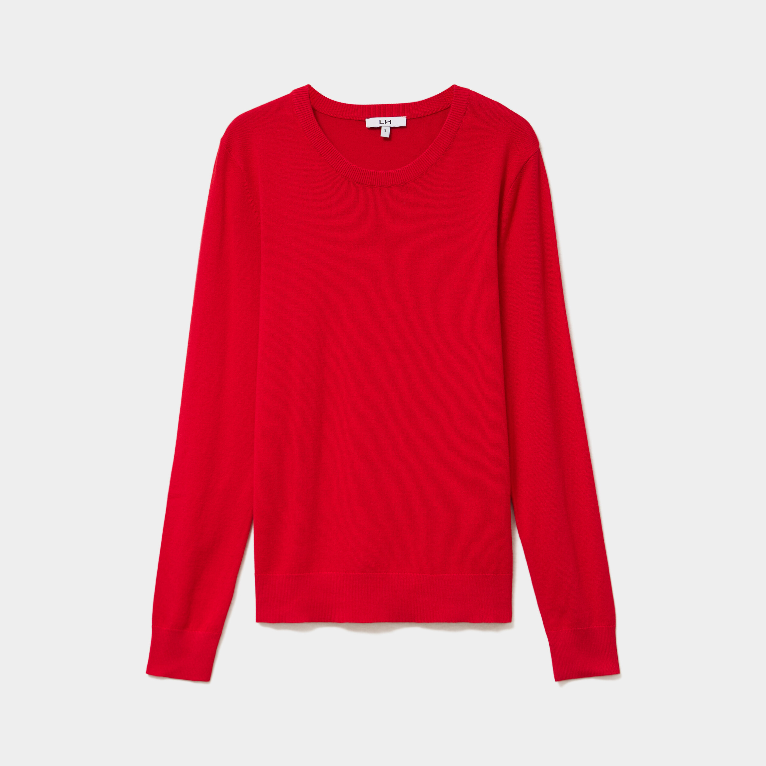 Pull col rond manches longues rouge femme