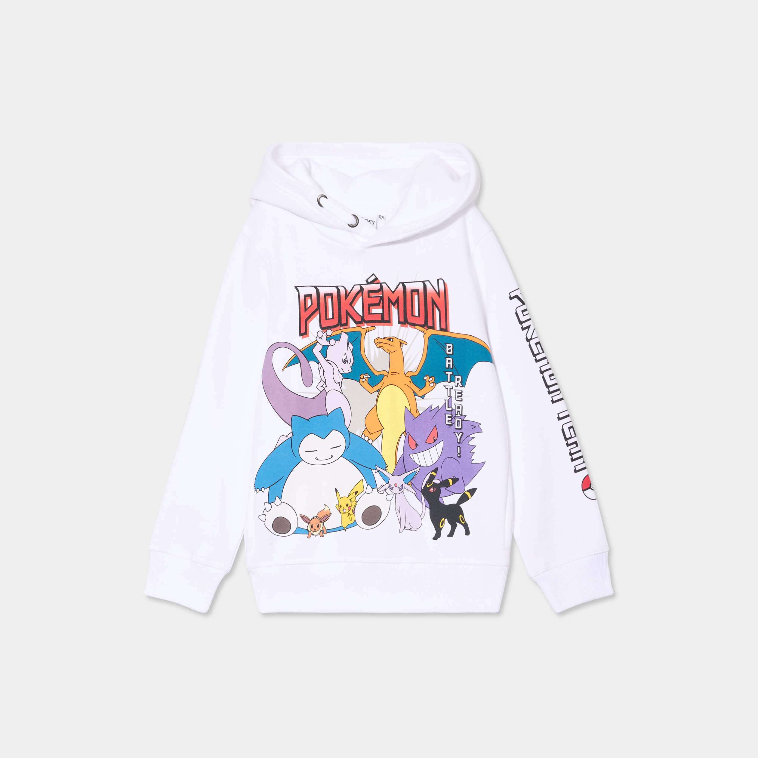 Sweat hoodie droit à capuche Pokémon blanc garçon