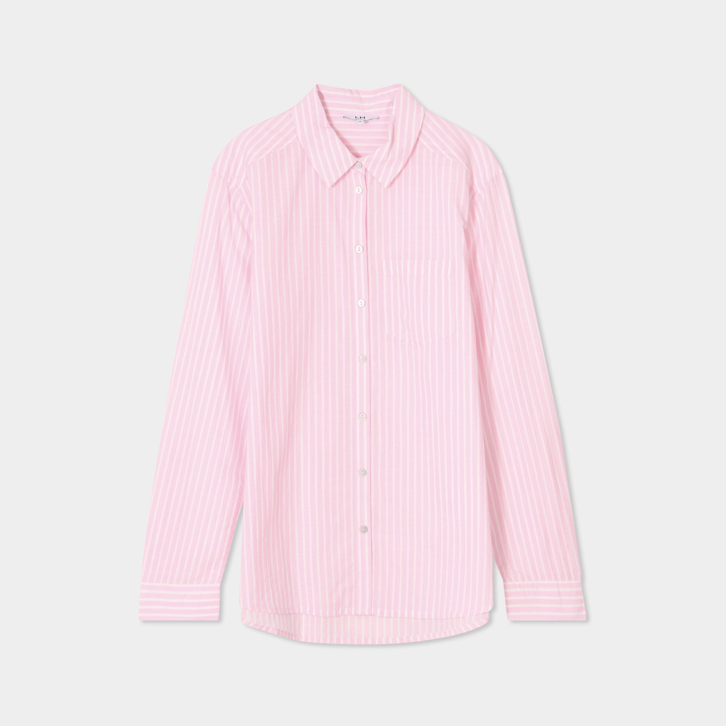 chemise manches ajustables 1 poche coton rose femme Chemise manches ajustables 1 poche coton rose femme