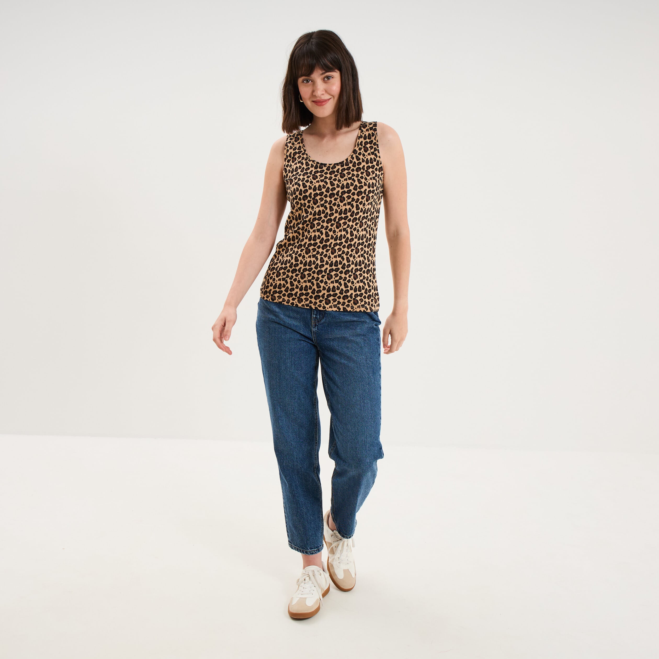 D&eacute;bardeur coton bretelles larges beige femme