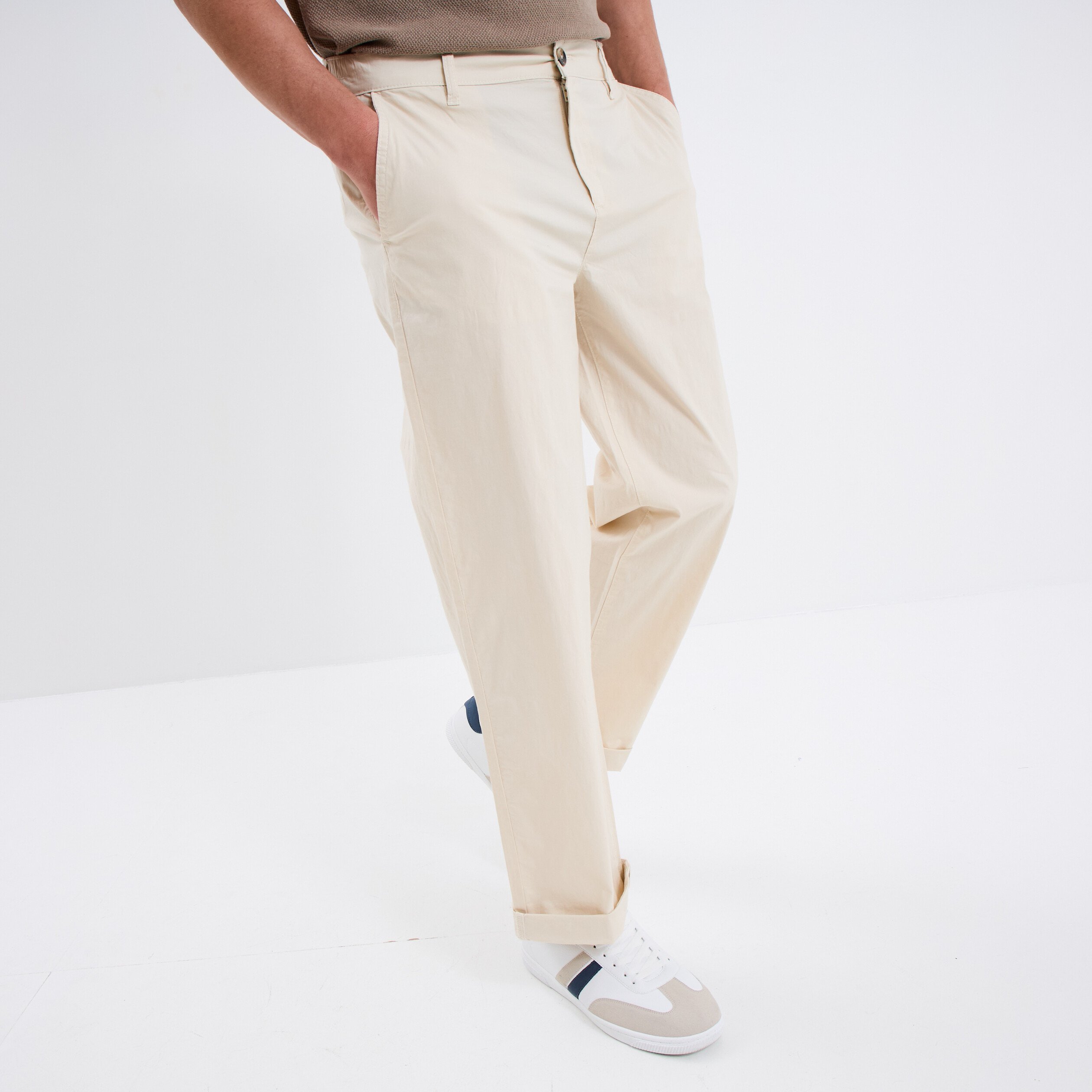 pantalon chino relax coton beige homme Pantalon chino relax coton beige homme