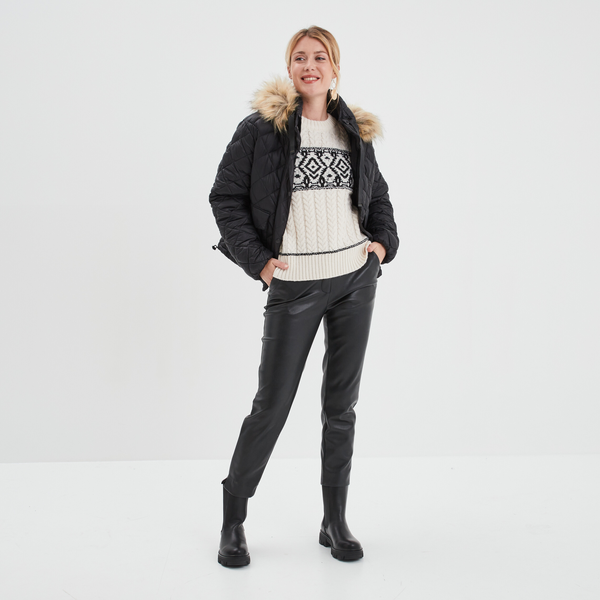 Pull avec torsades Liberto ecru femme
