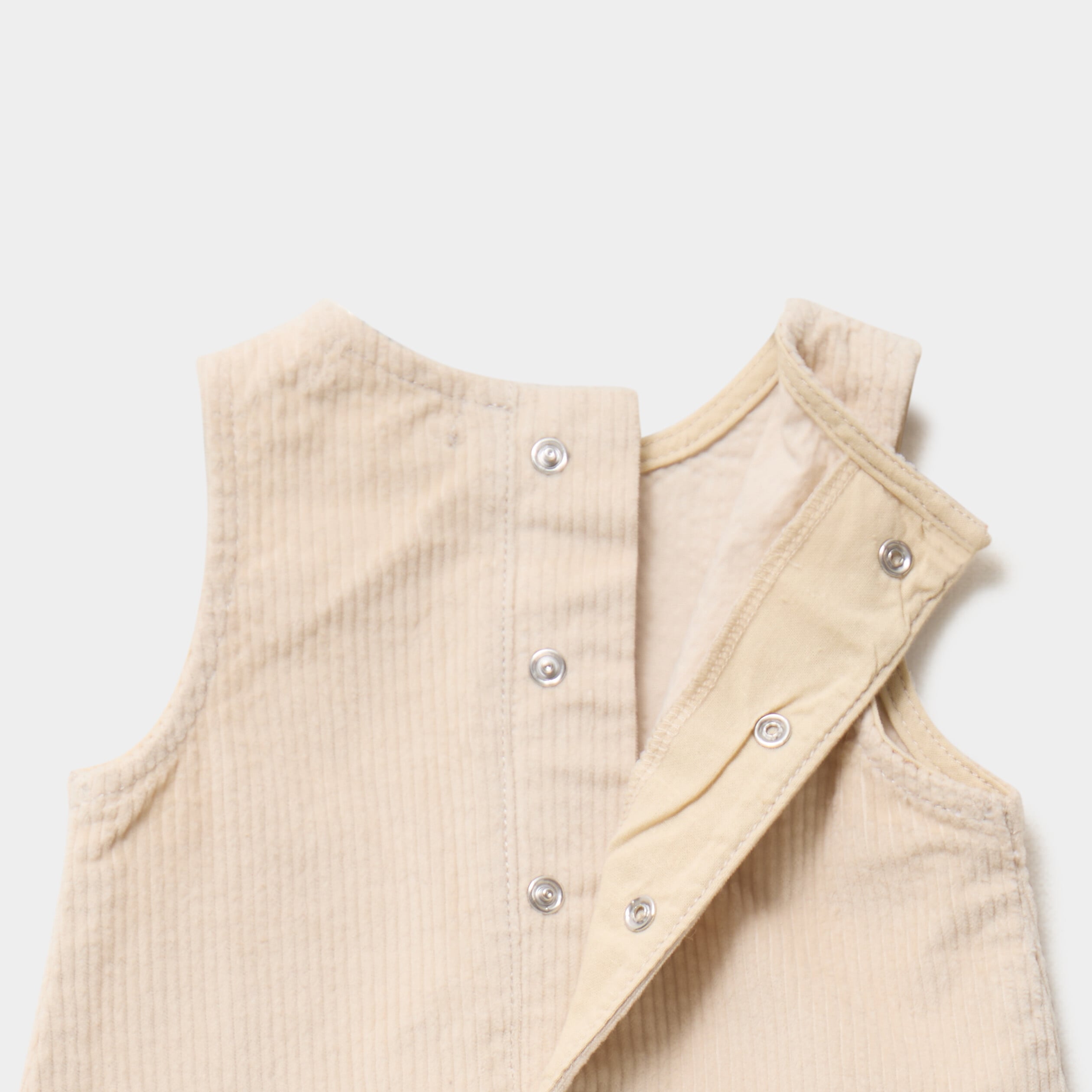 Robe chasuble effet velours c&ocirc;tel&eacute; coton creme b&eacute;b&eacute; fille