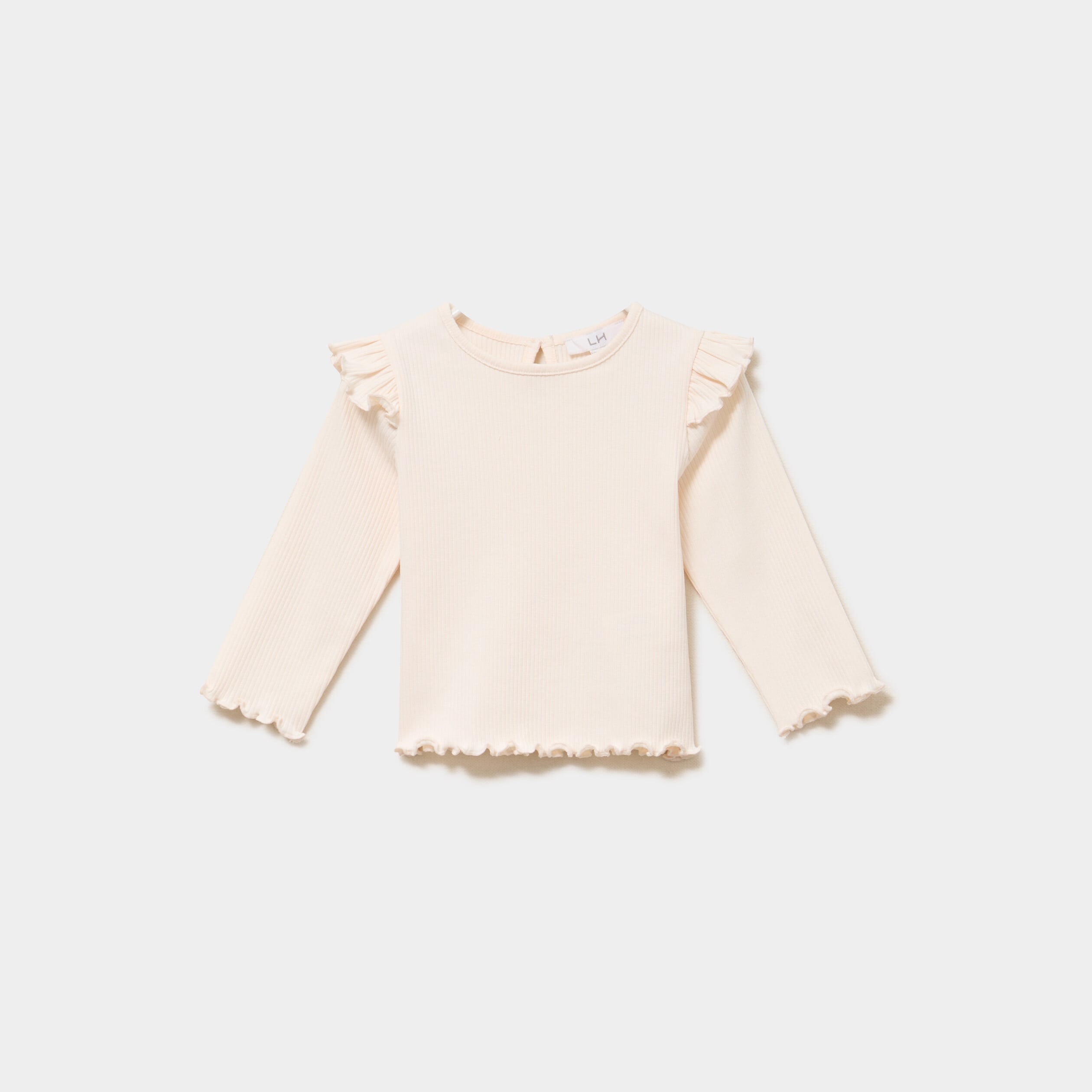 T-shirt c&ocirc;tel&eacute; volants aux &eacute;paules creme b&eacute;b&eacute; fille