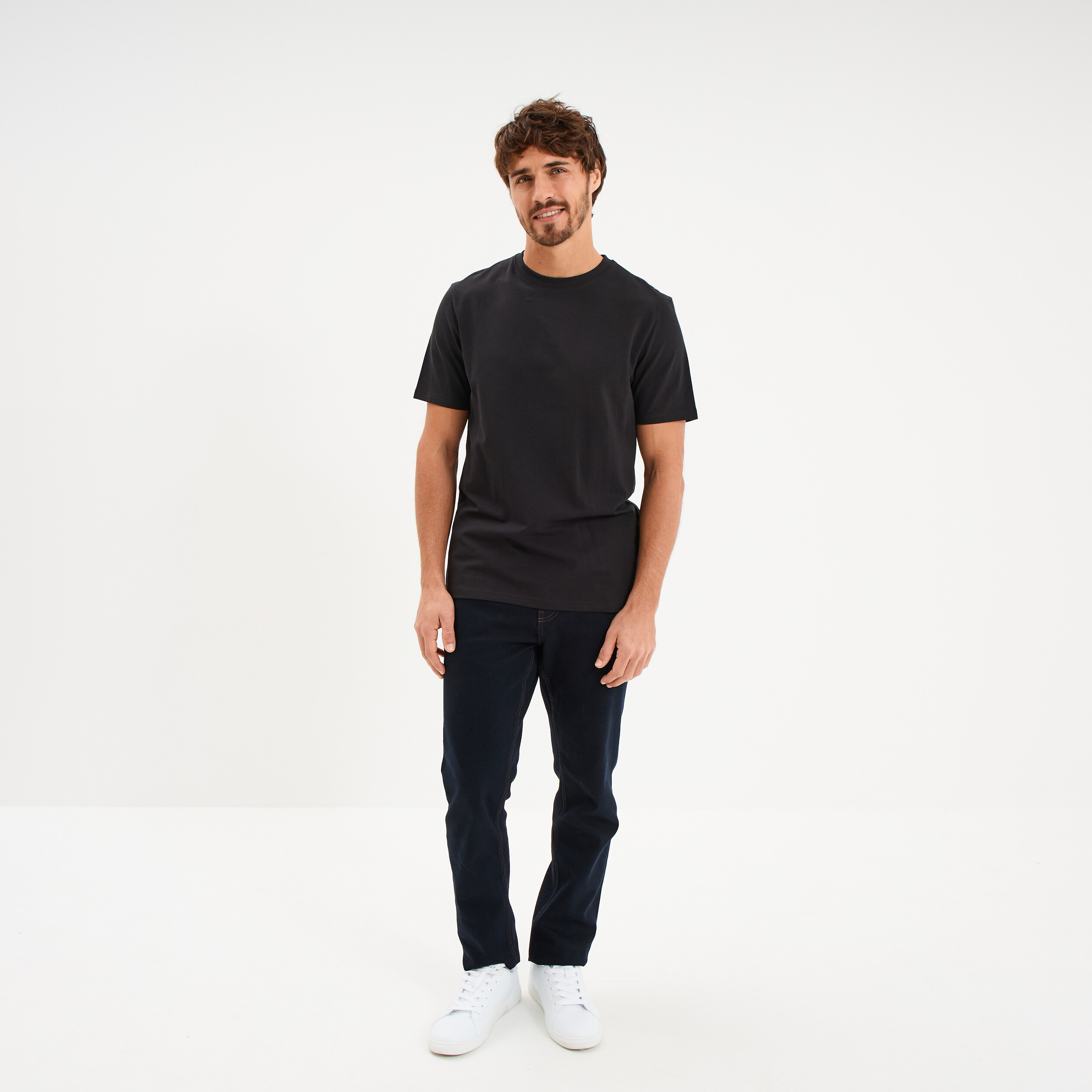 T-shirt slim stretch manches courtes noir homme