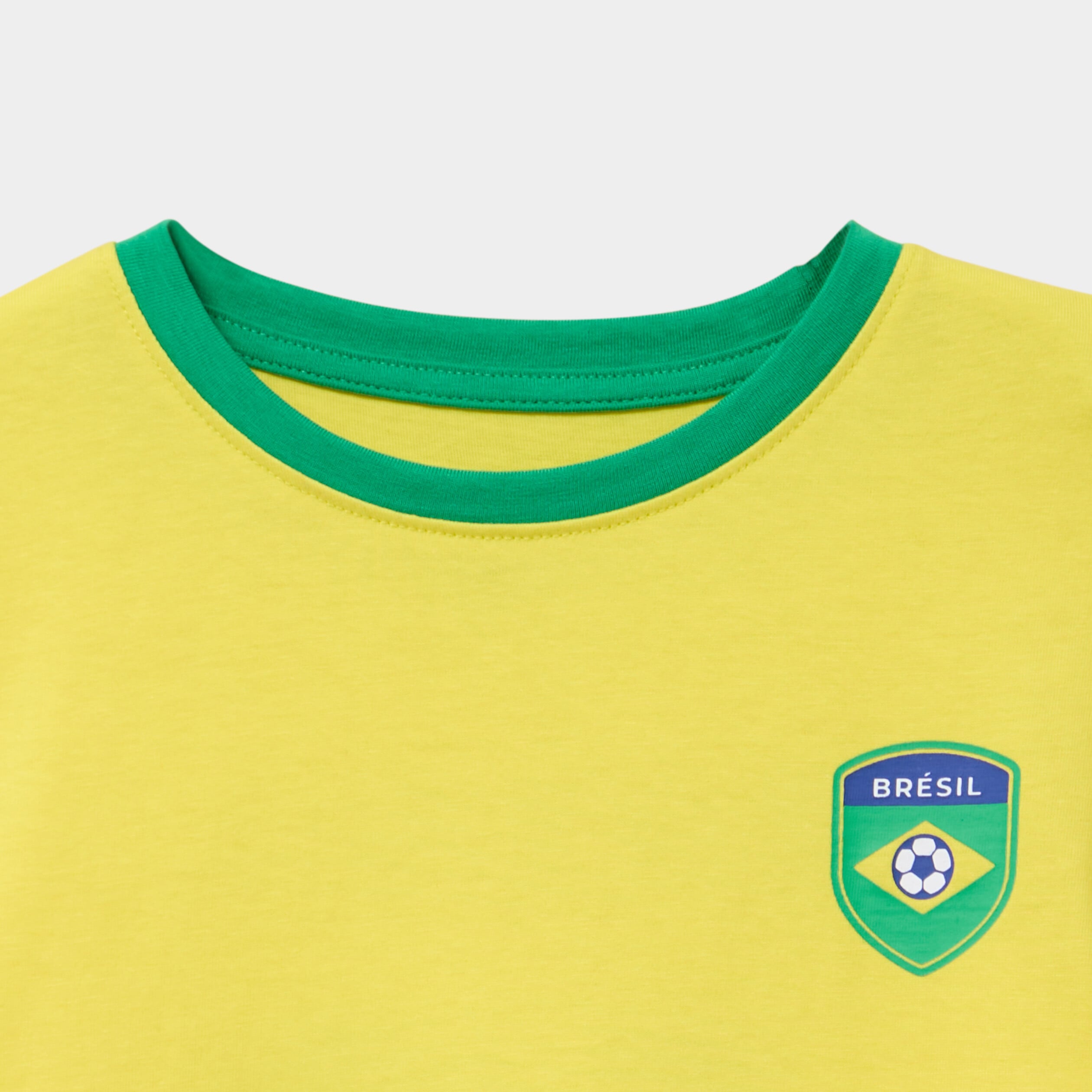 T-shirt maillot de football Br&eacute;sil coton jaune fille