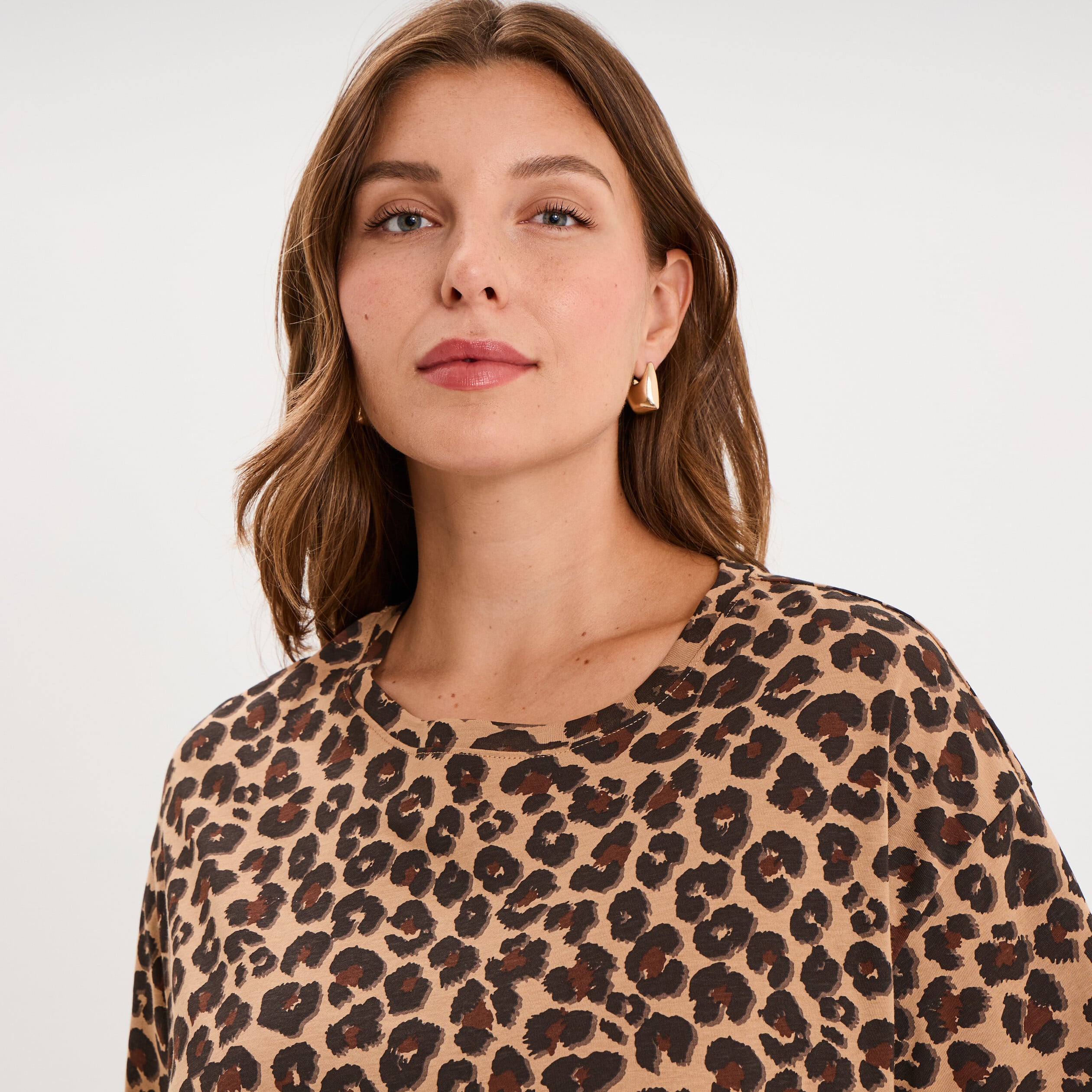 T-shirt col rond manches courtes coton ficelle femme grande taille