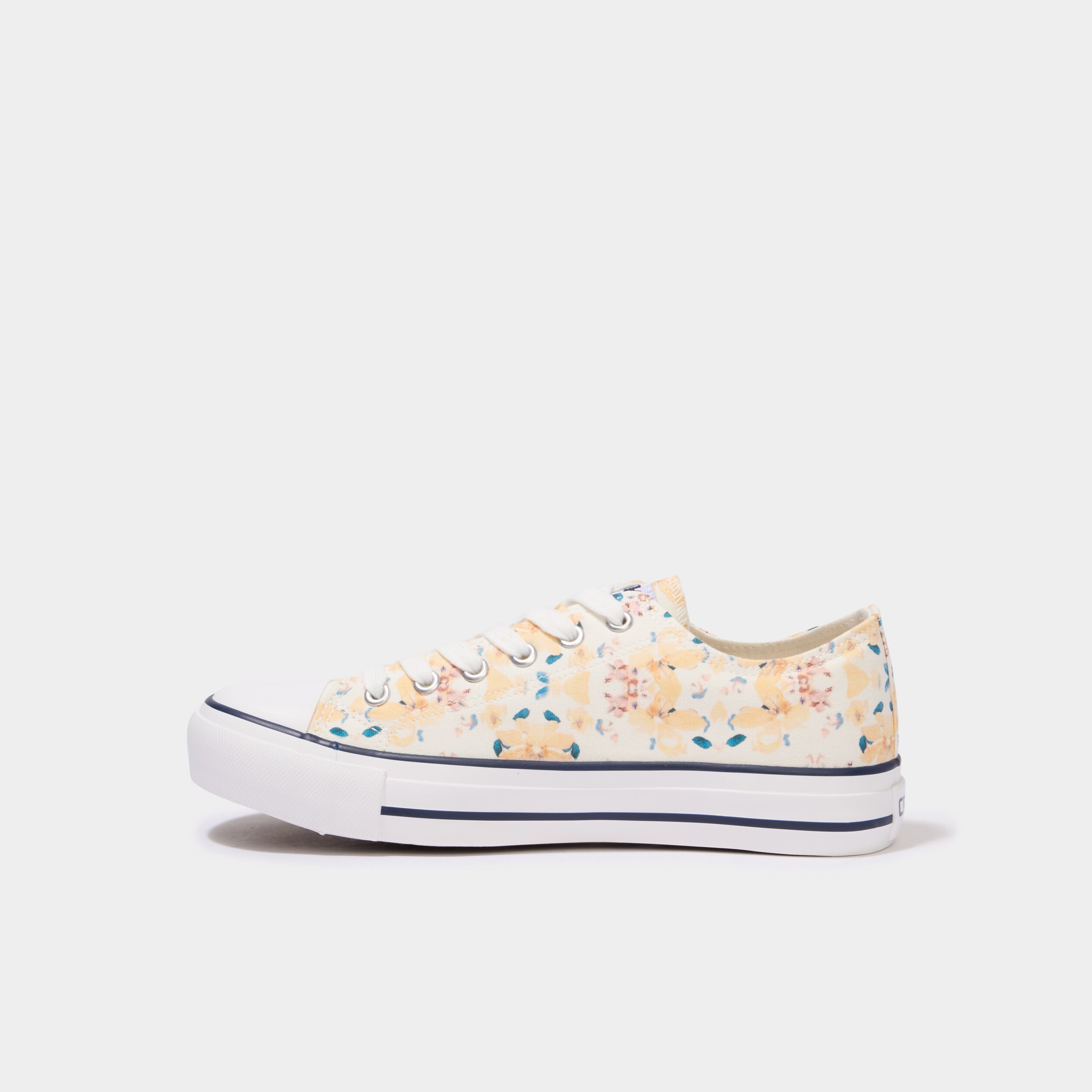 Tennis basses en toile &agrave; lacets jaune femme