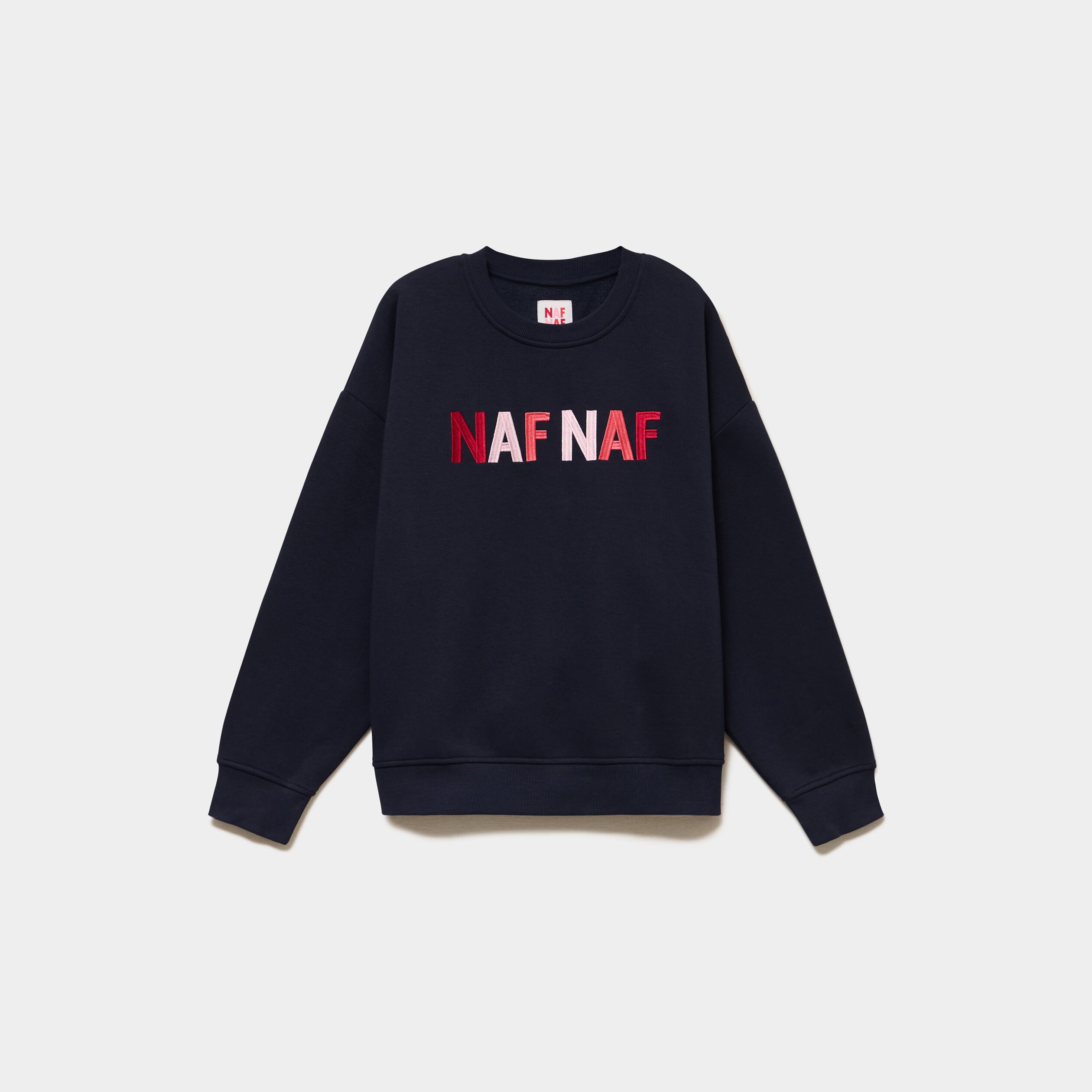Sweat col rond logo oversize bleu fonc&eacute; femme