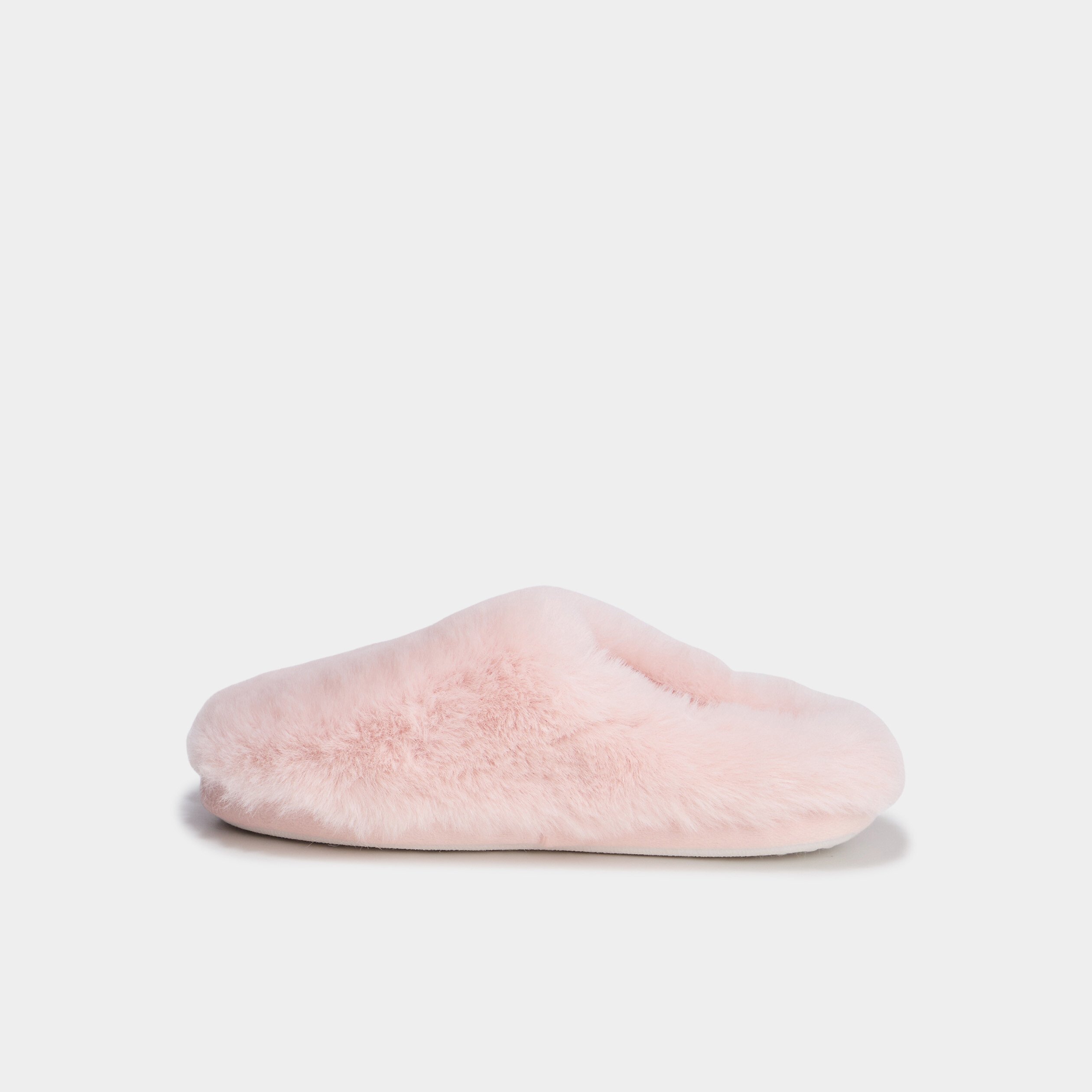Chaussons mules fausse fourrure rose femme