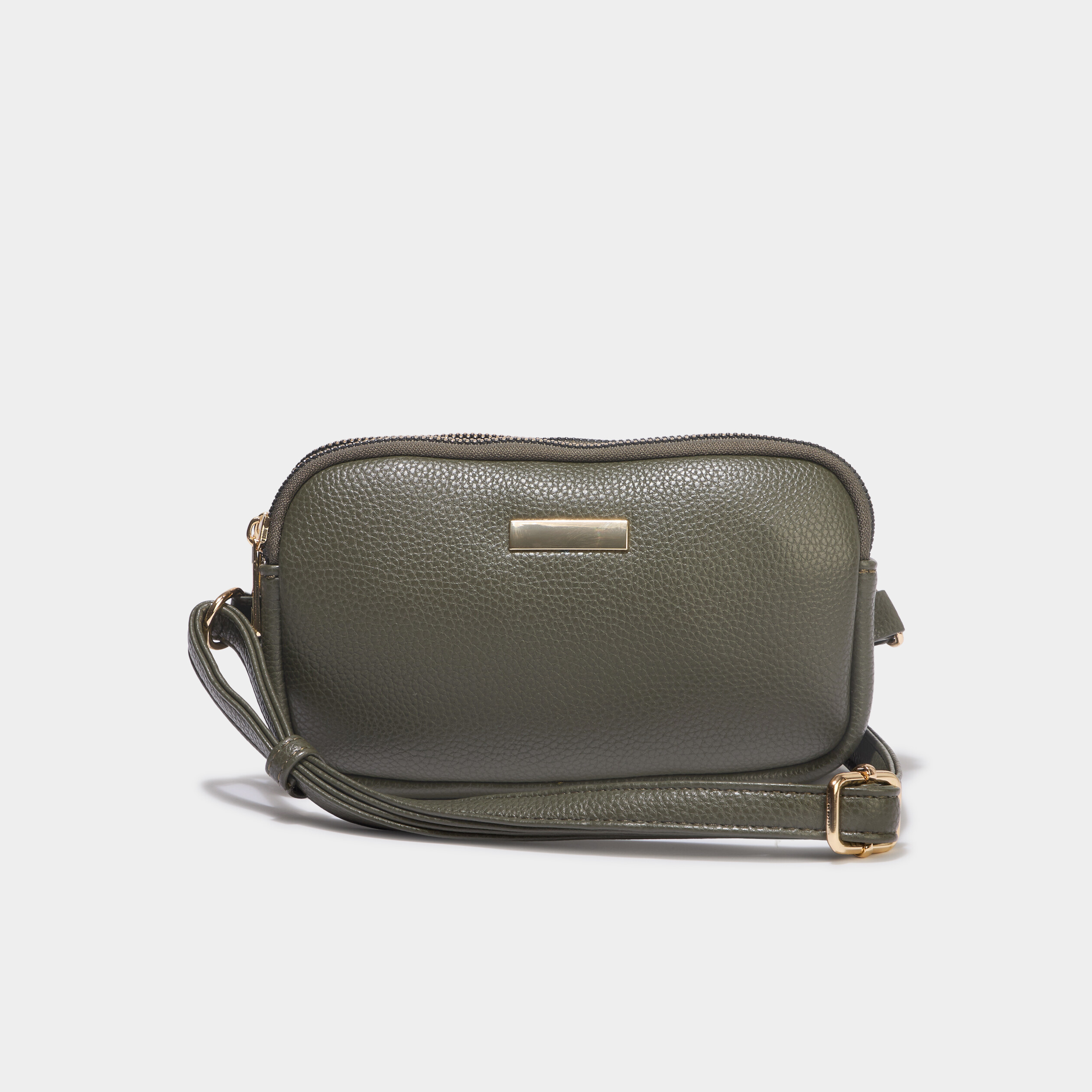 Sac bandouli&egrave;re 2 compartiments vert kaki femme