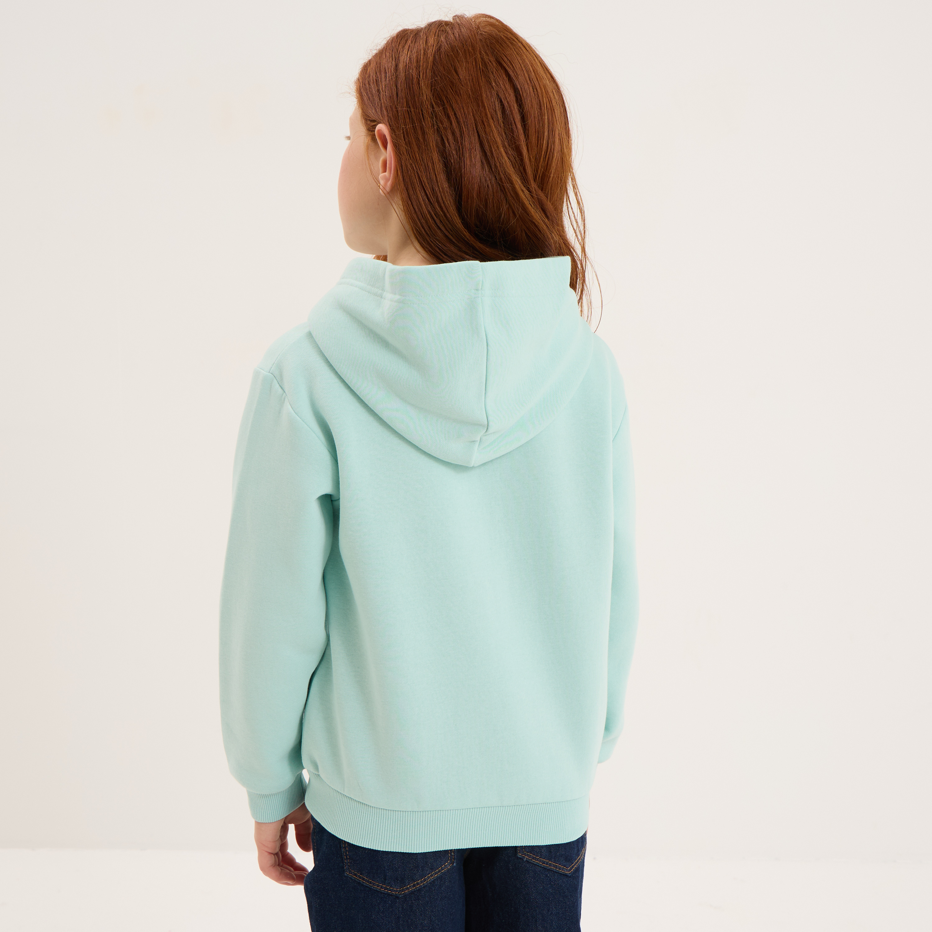 Sweat &agrave; capuche hoodie &agrave; logo vert pastel fille