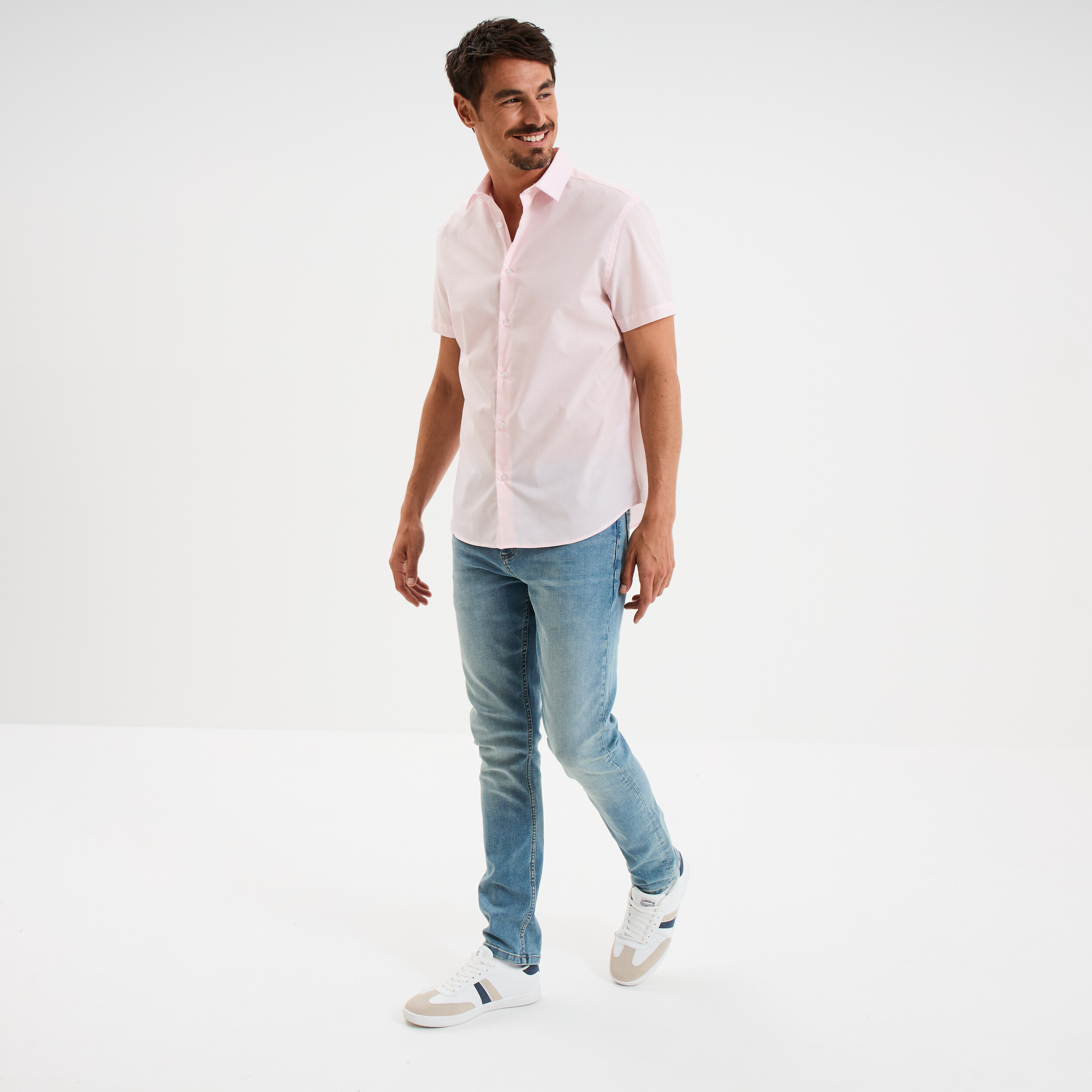 chemise droite manches courtes rose clair homme Chemise droite manches courtes rose clair homme