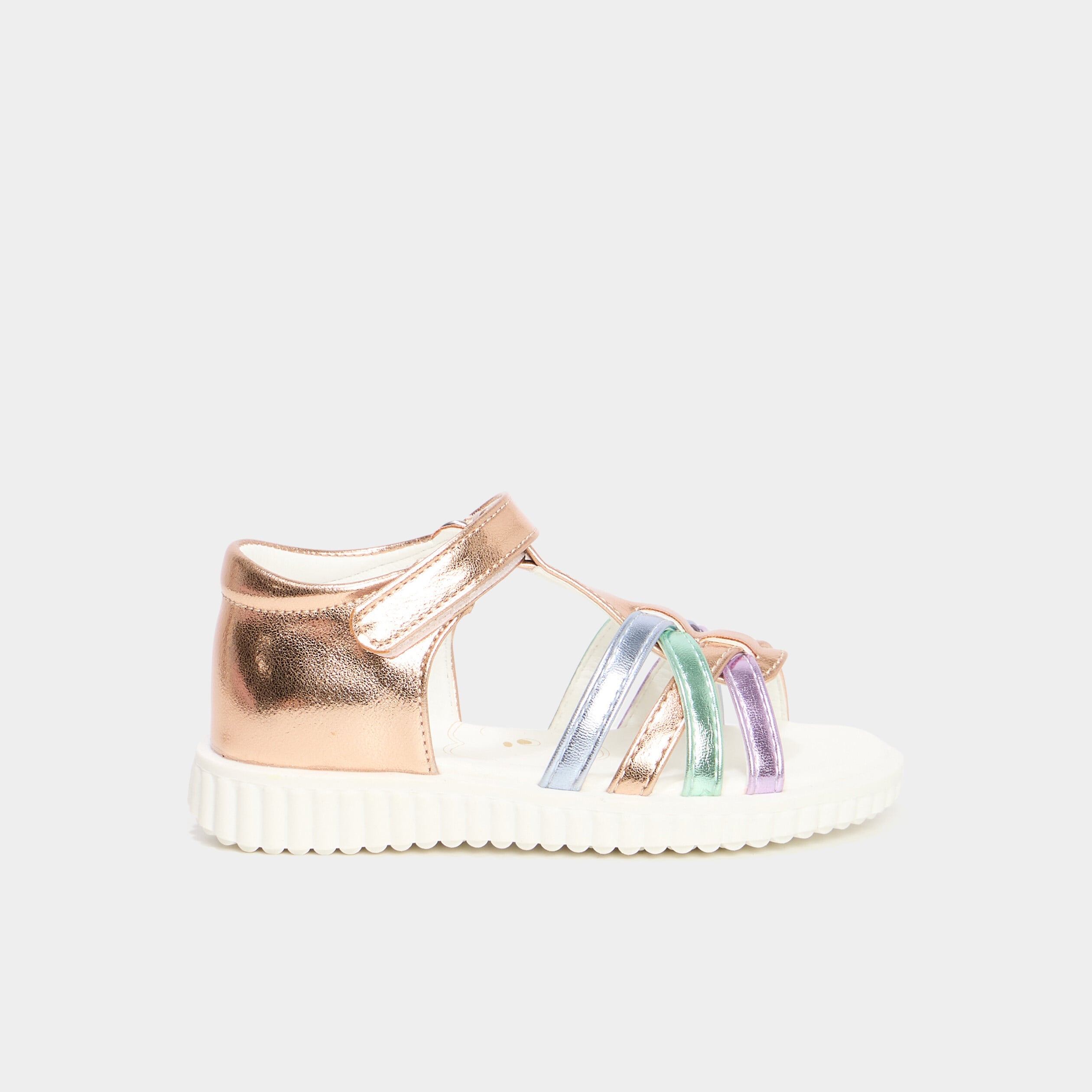 Sandales plates avec semelle souple multicolore fille