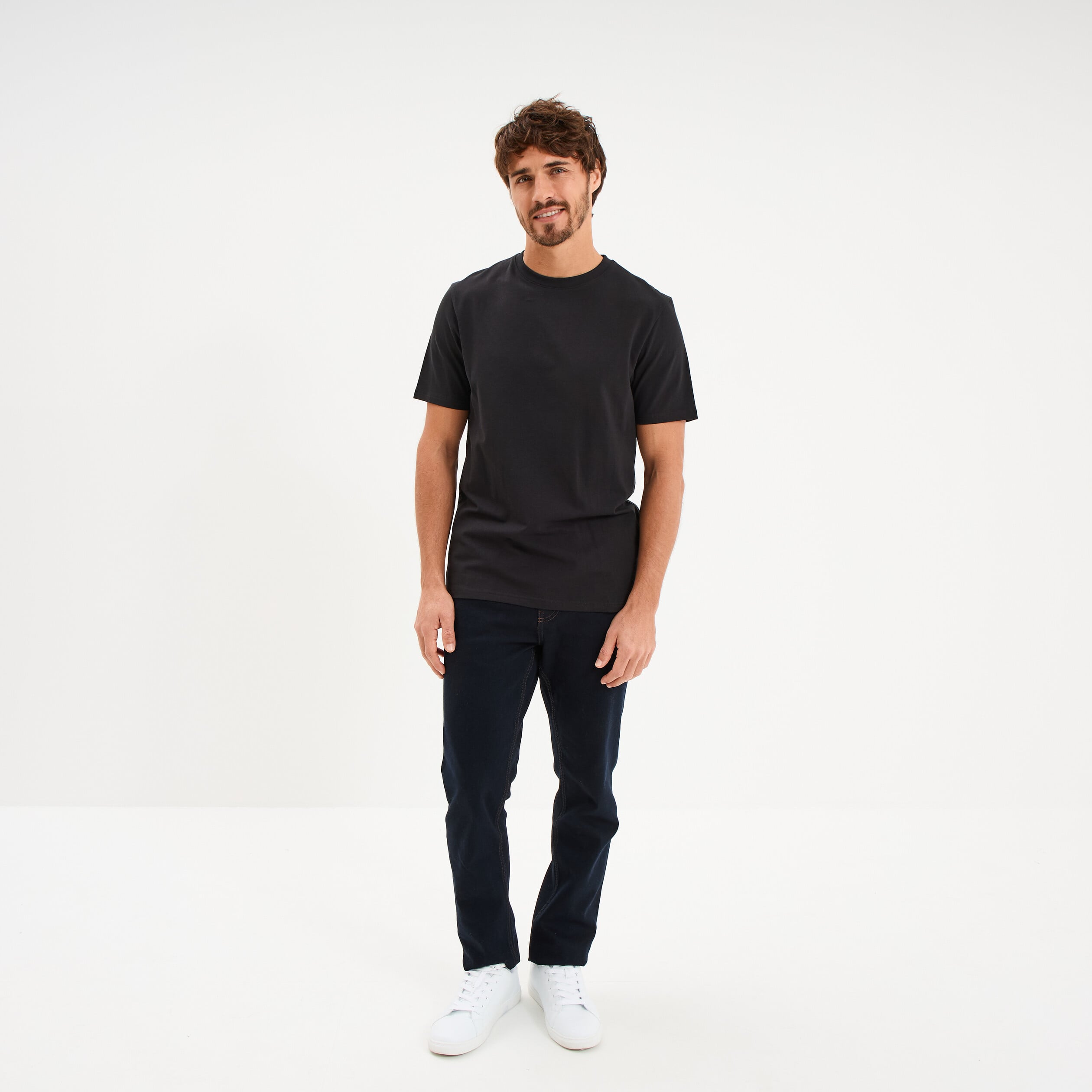 T-shirt slim stretch manches courtes noir homme