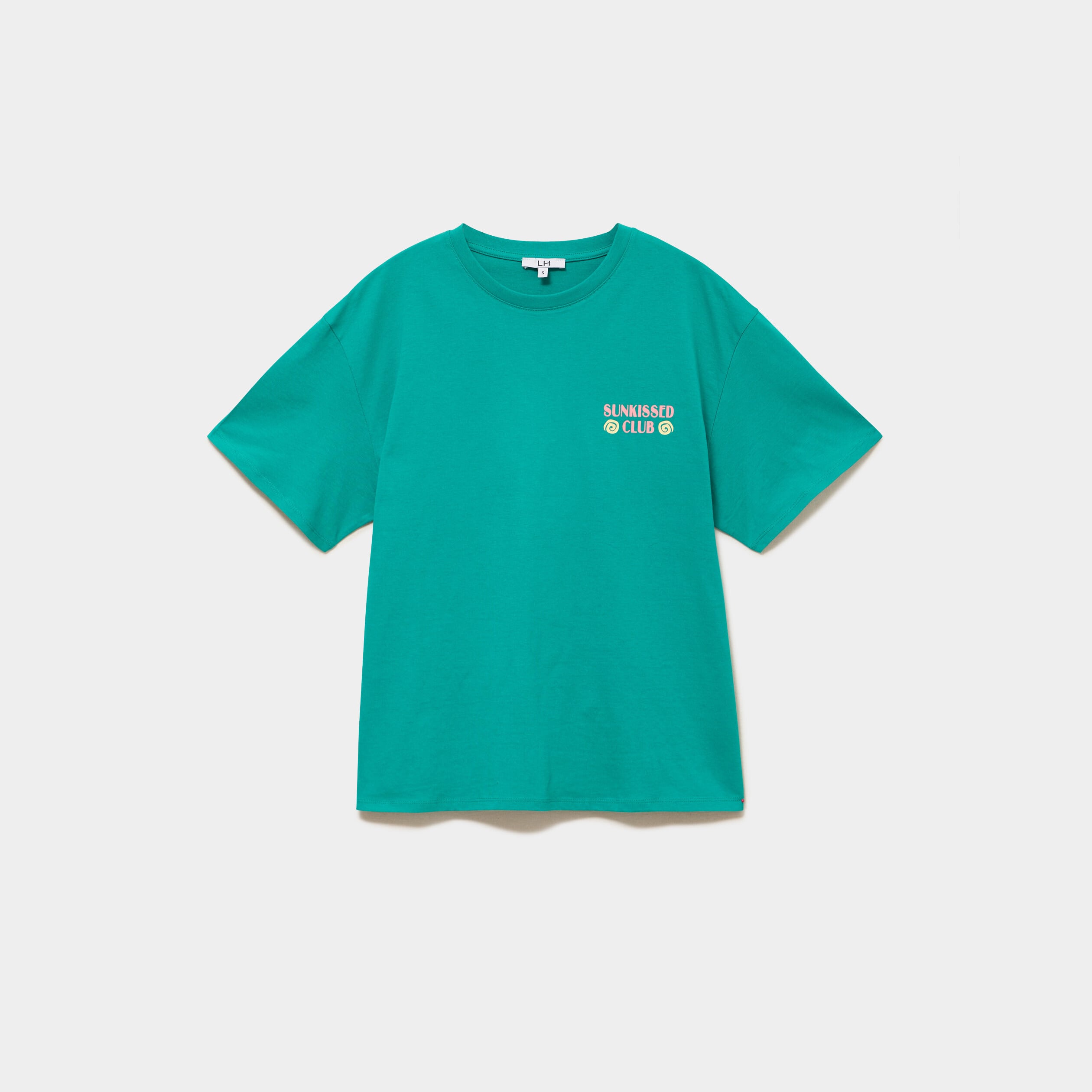 T-shirt droit manches courtes coton vert menthe femme