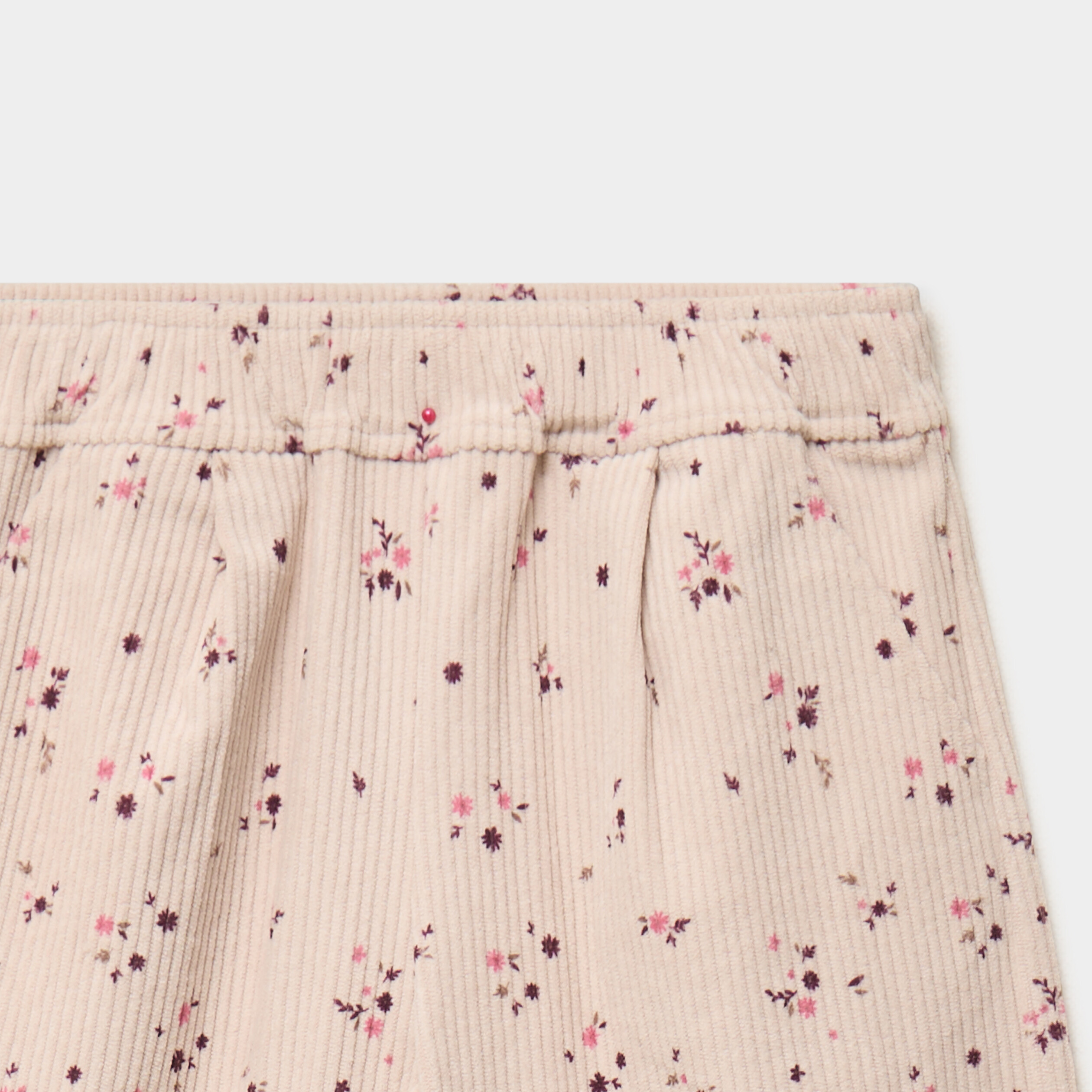 Pantalon large velours c&ocirc;tel&eacute; ficelle fille