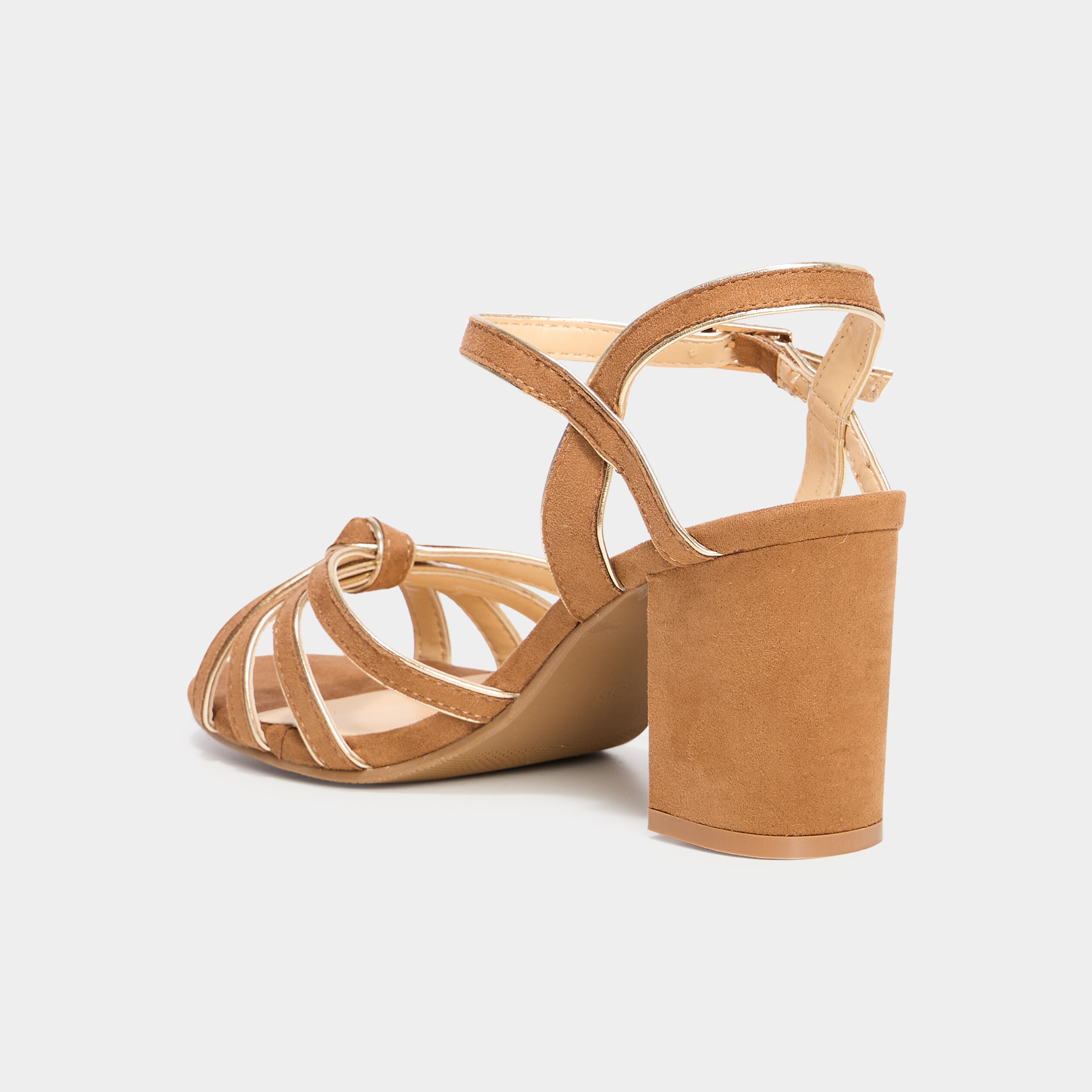 sandales a talons effet suedine camel femme Sandales à talons effet suédine camel femme