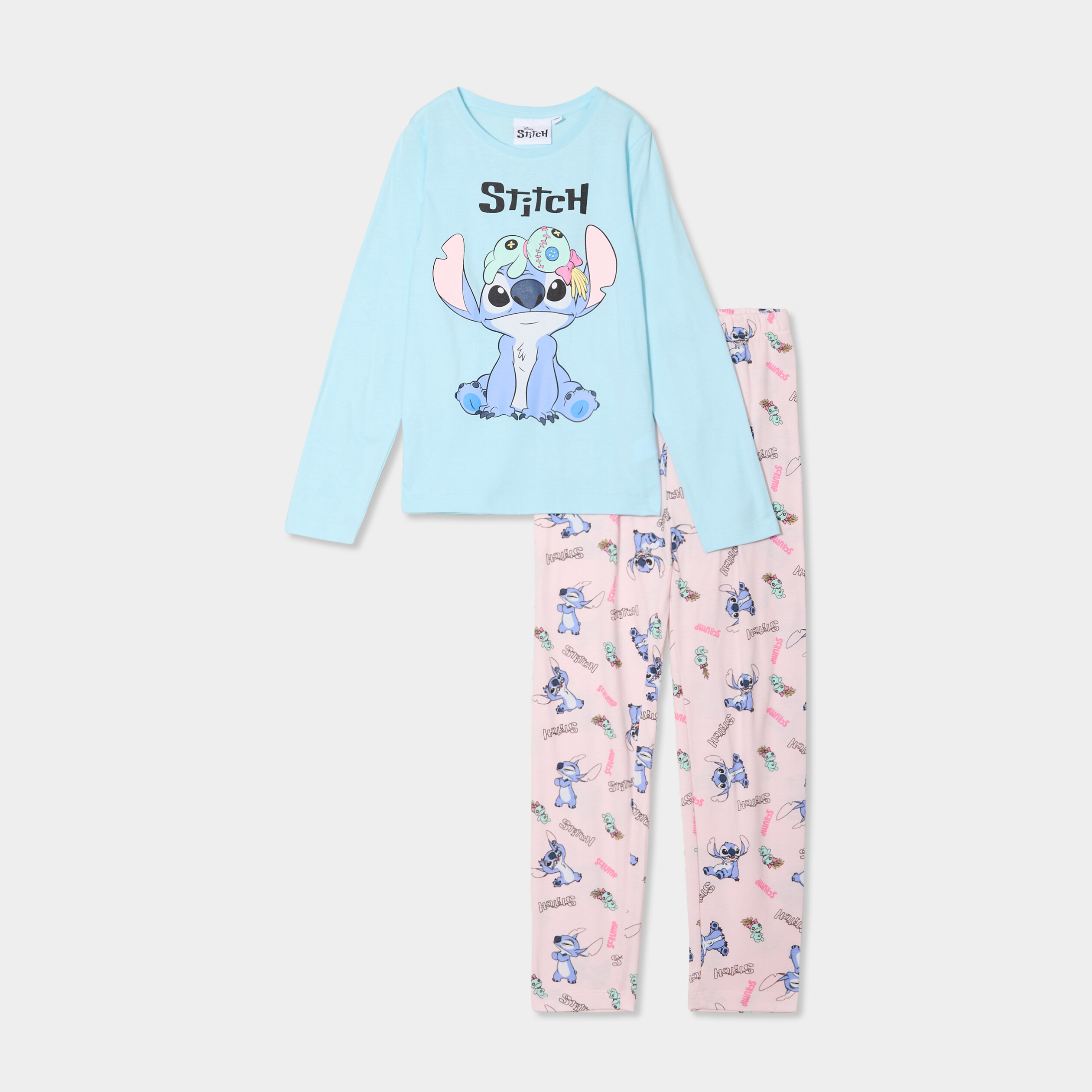 Ensemble pyjama pantalon coton Stitch vert fille