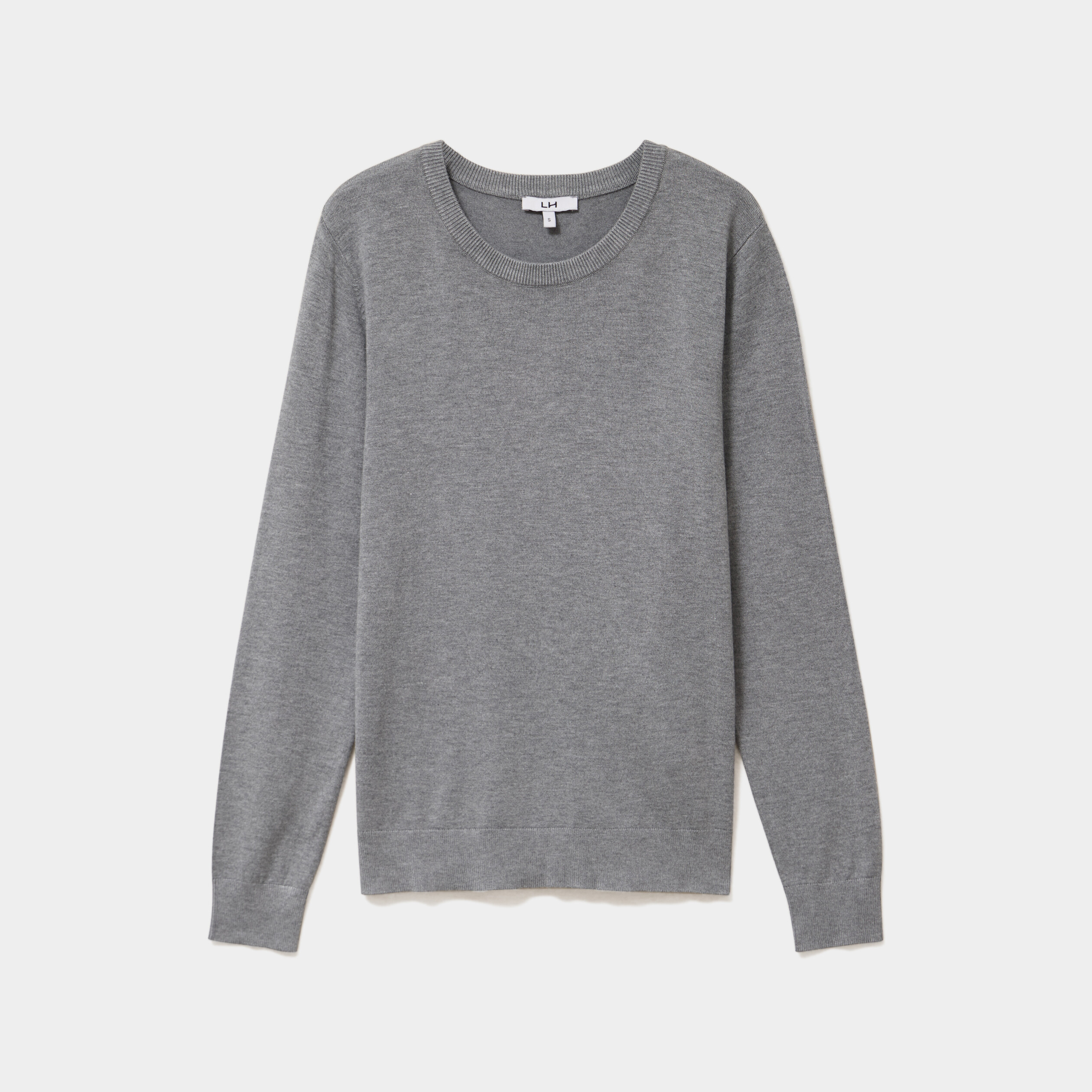 Pull col rond manches longues gris femme