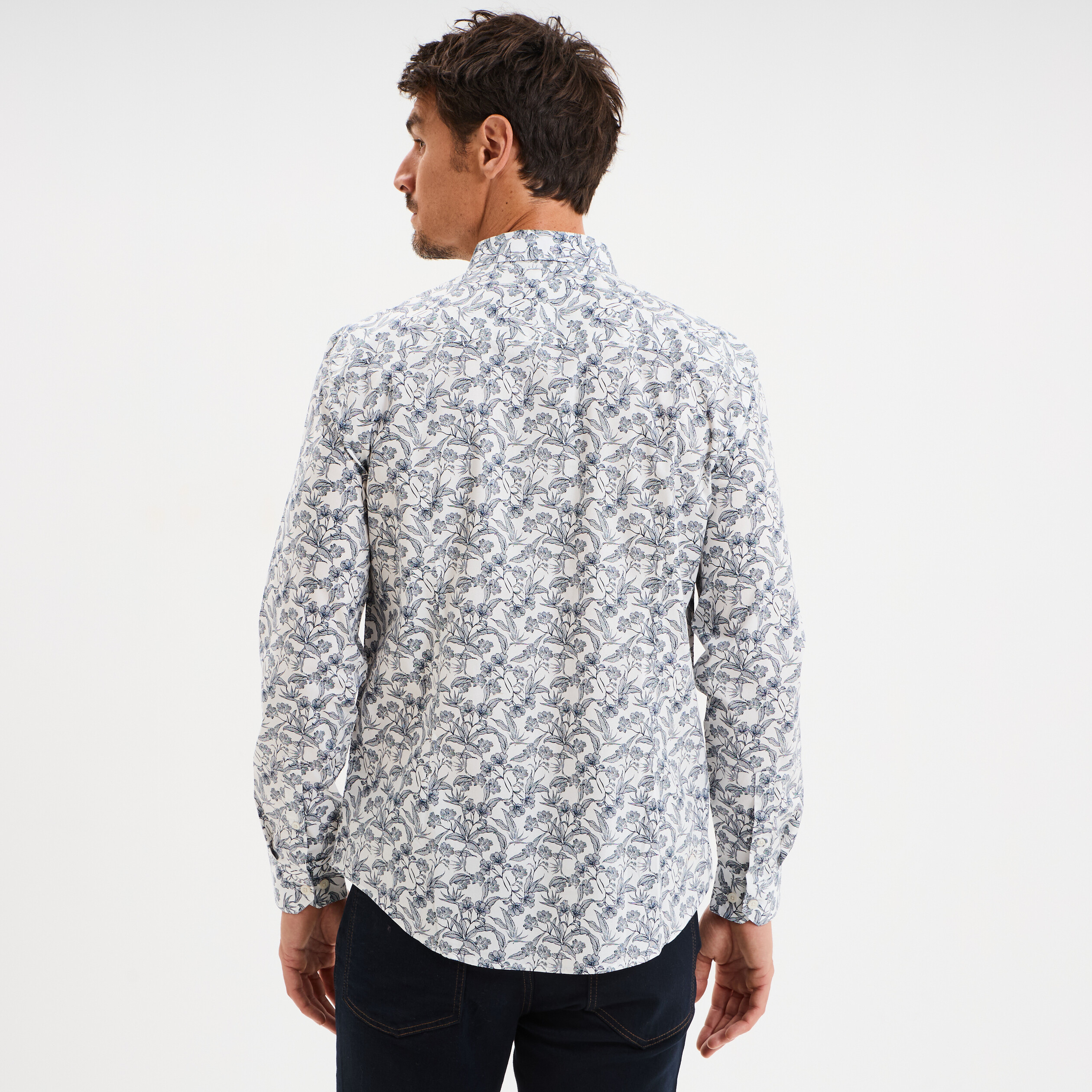 Chemise ajust&eacute;e manches longues ecru homme