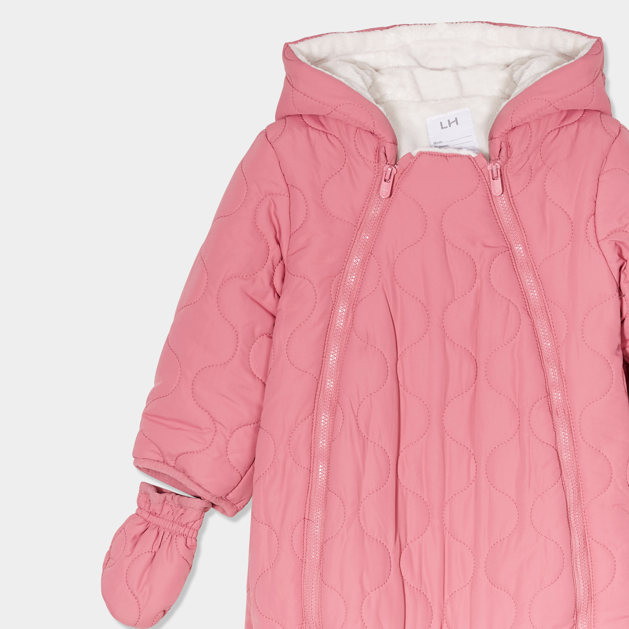 combinaison pilote zippee a capuche vieux rose bebef Combinaison pilote zippée à capuche vieux rose bébé fille