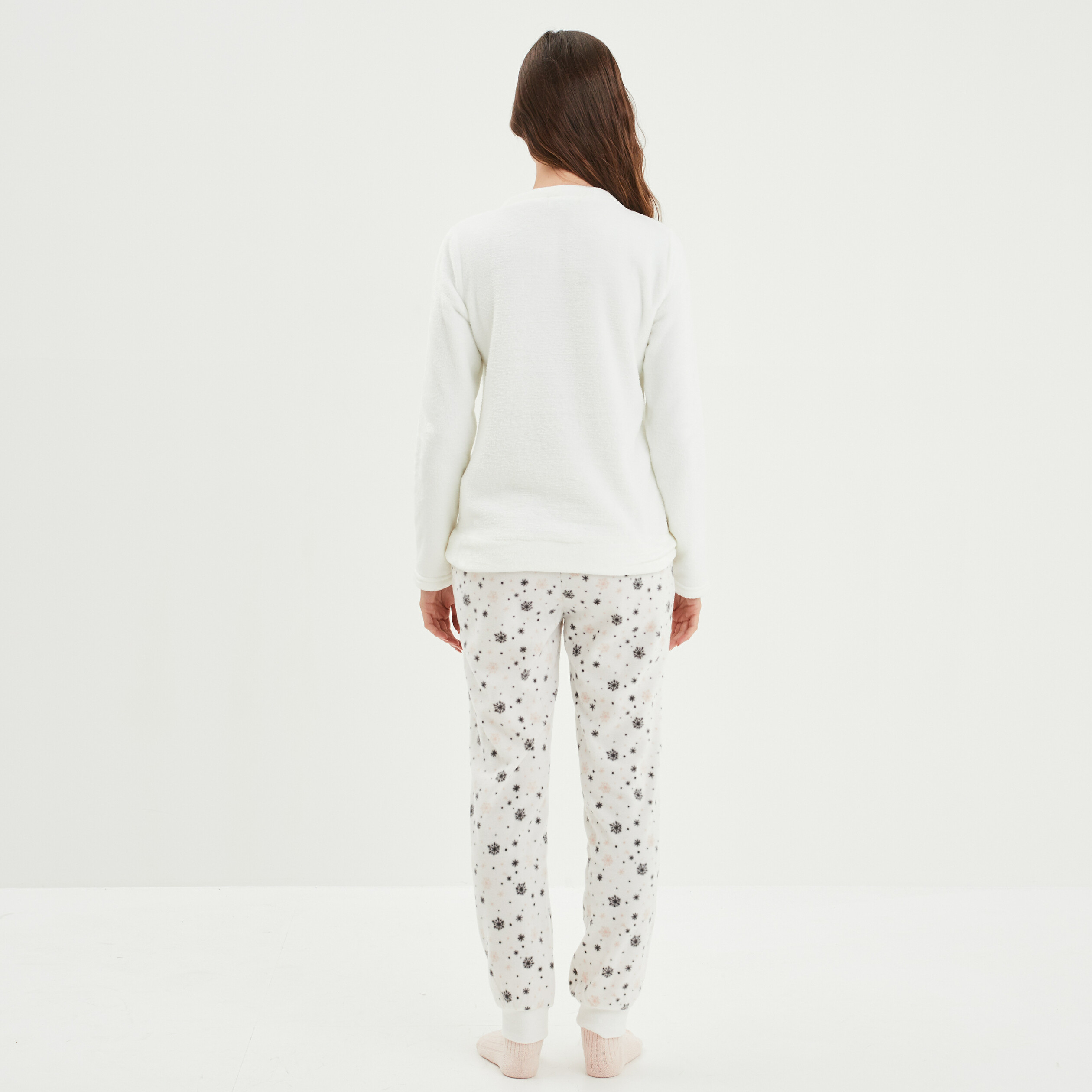 Ensemble pyjama pantalon pilou blanc femme