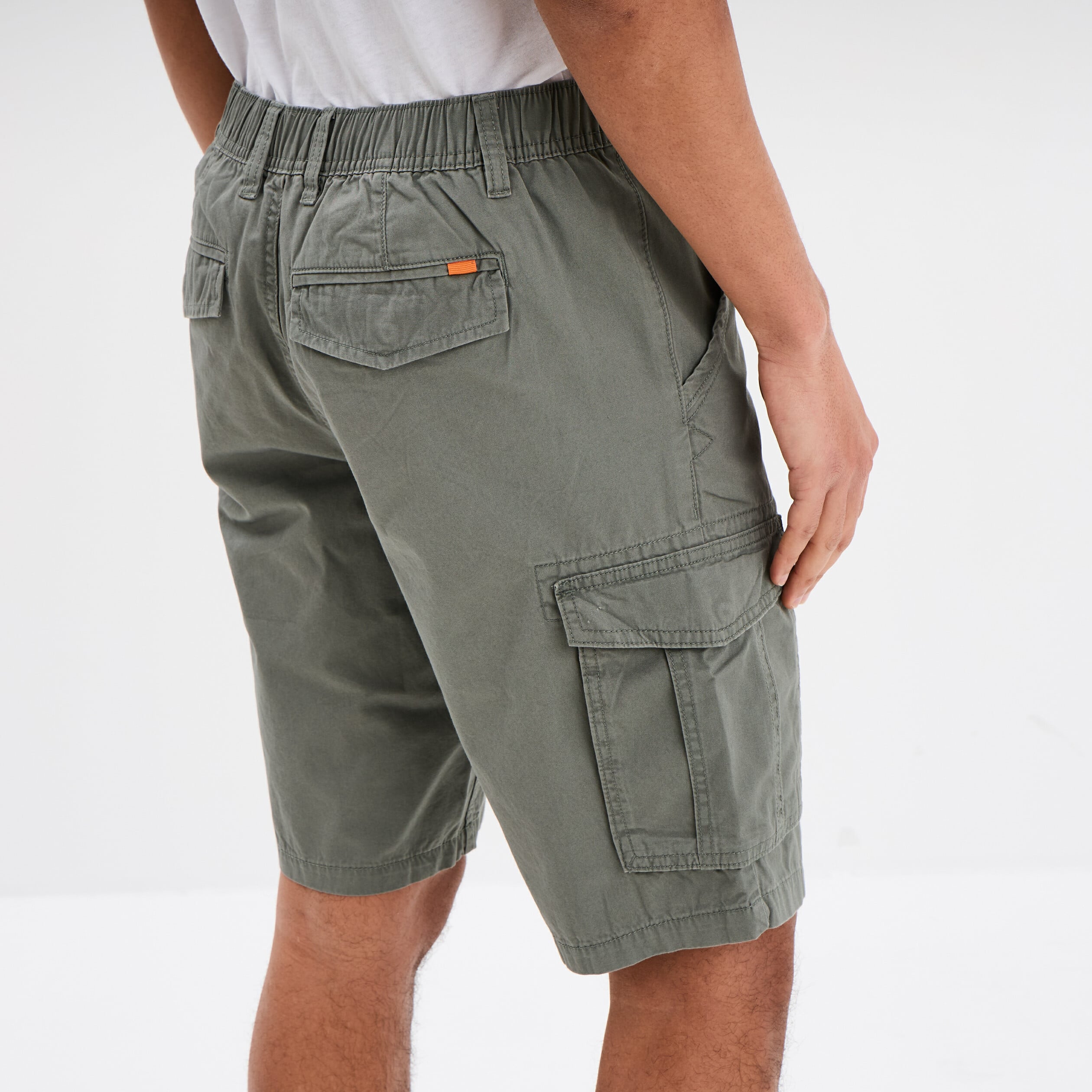 Bermuda short cargo poches &agrave; rabat coton gris homme