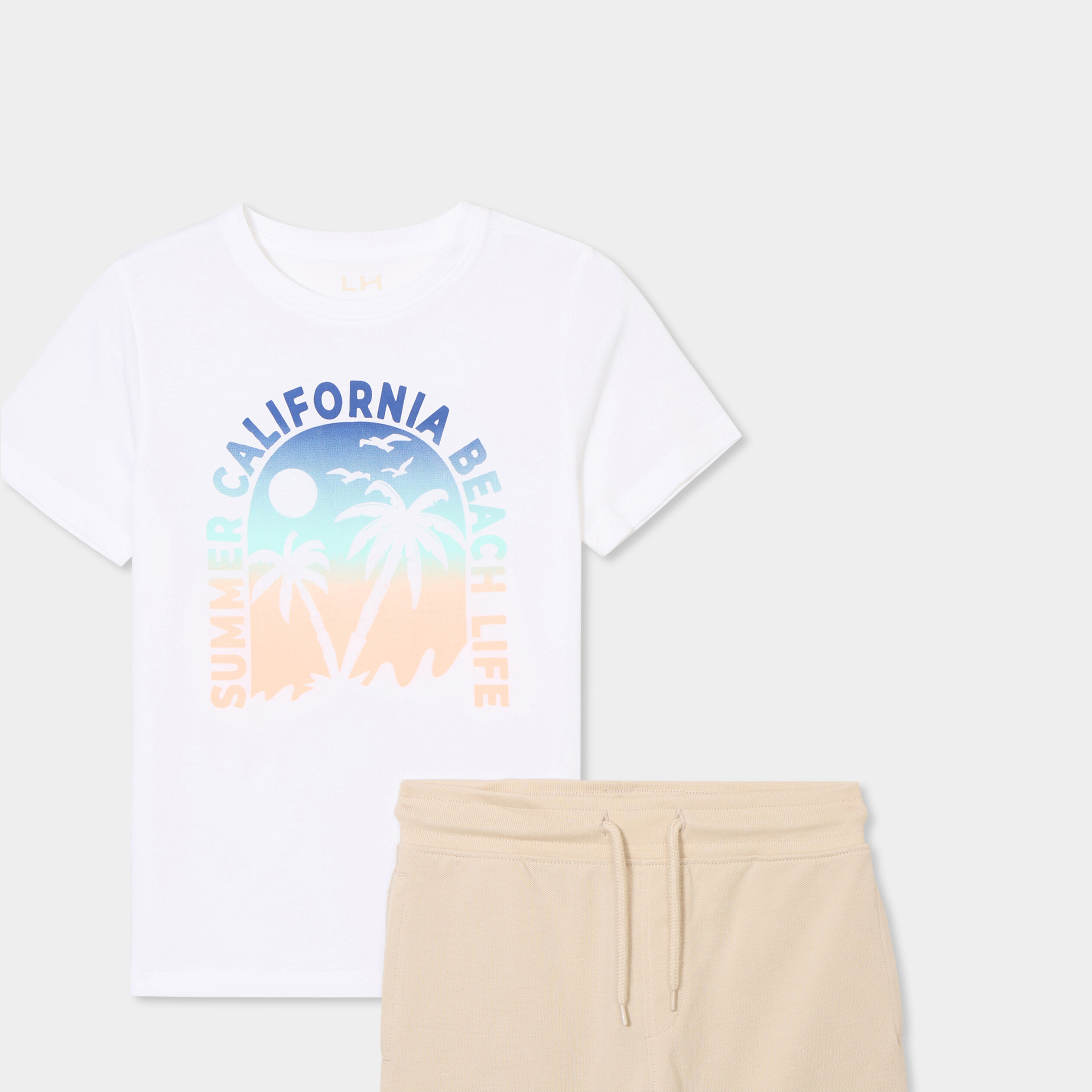 Ensemble short et t-shirt coton blanc garçon