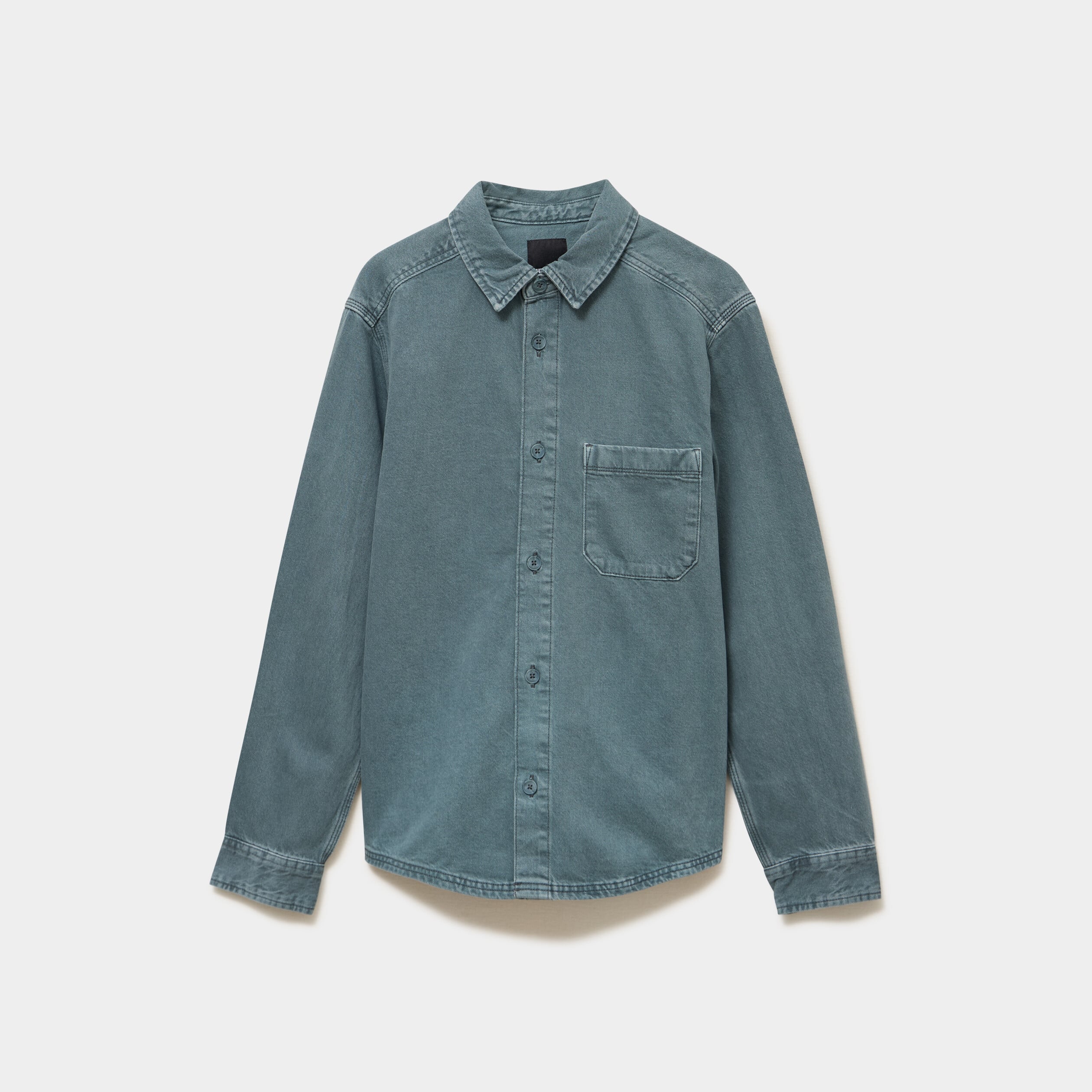 Surchemise en jean coton d&eacute;lav&eacute; vert fonc&eacute; homme
