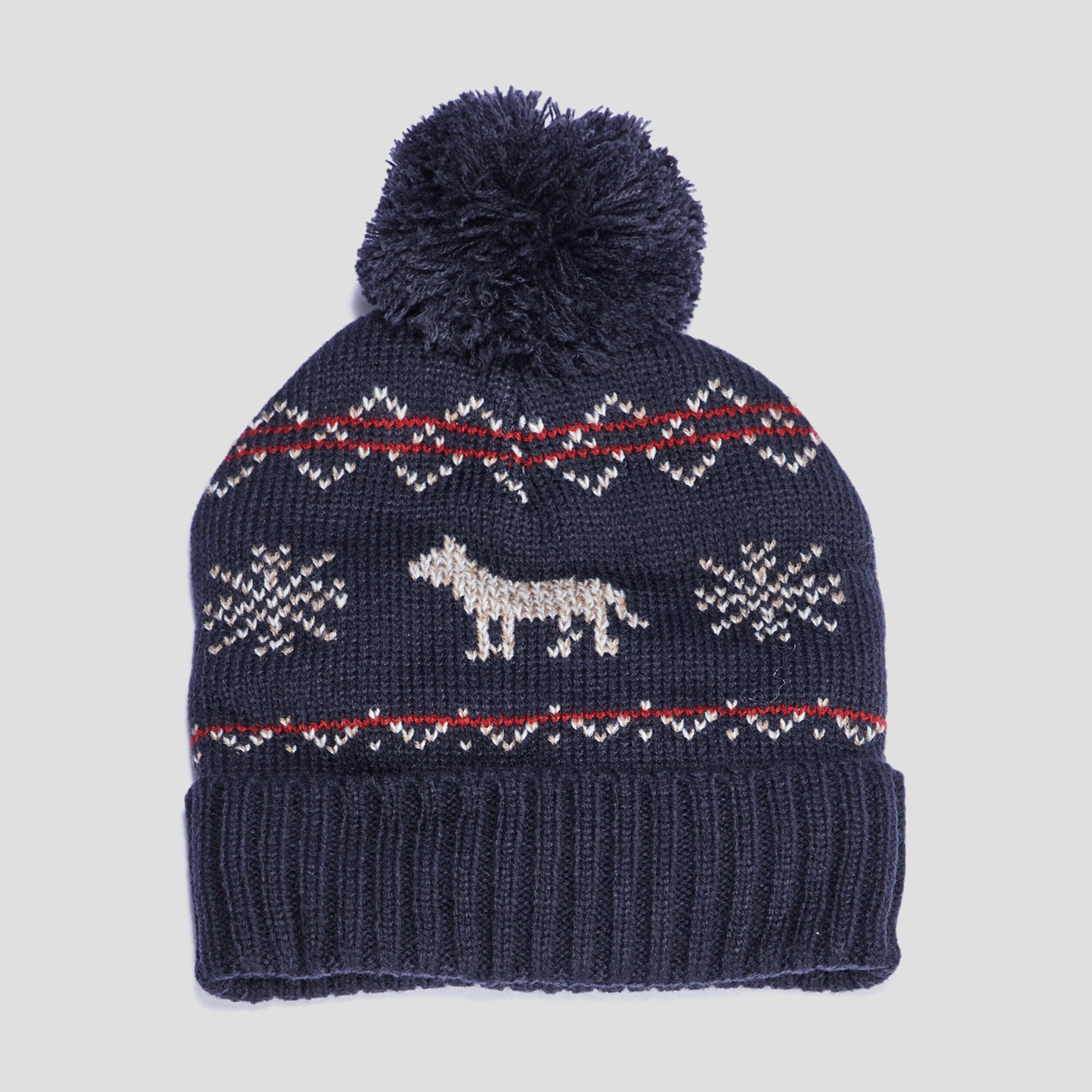 Bonnet à pompon bleu foncé garçon