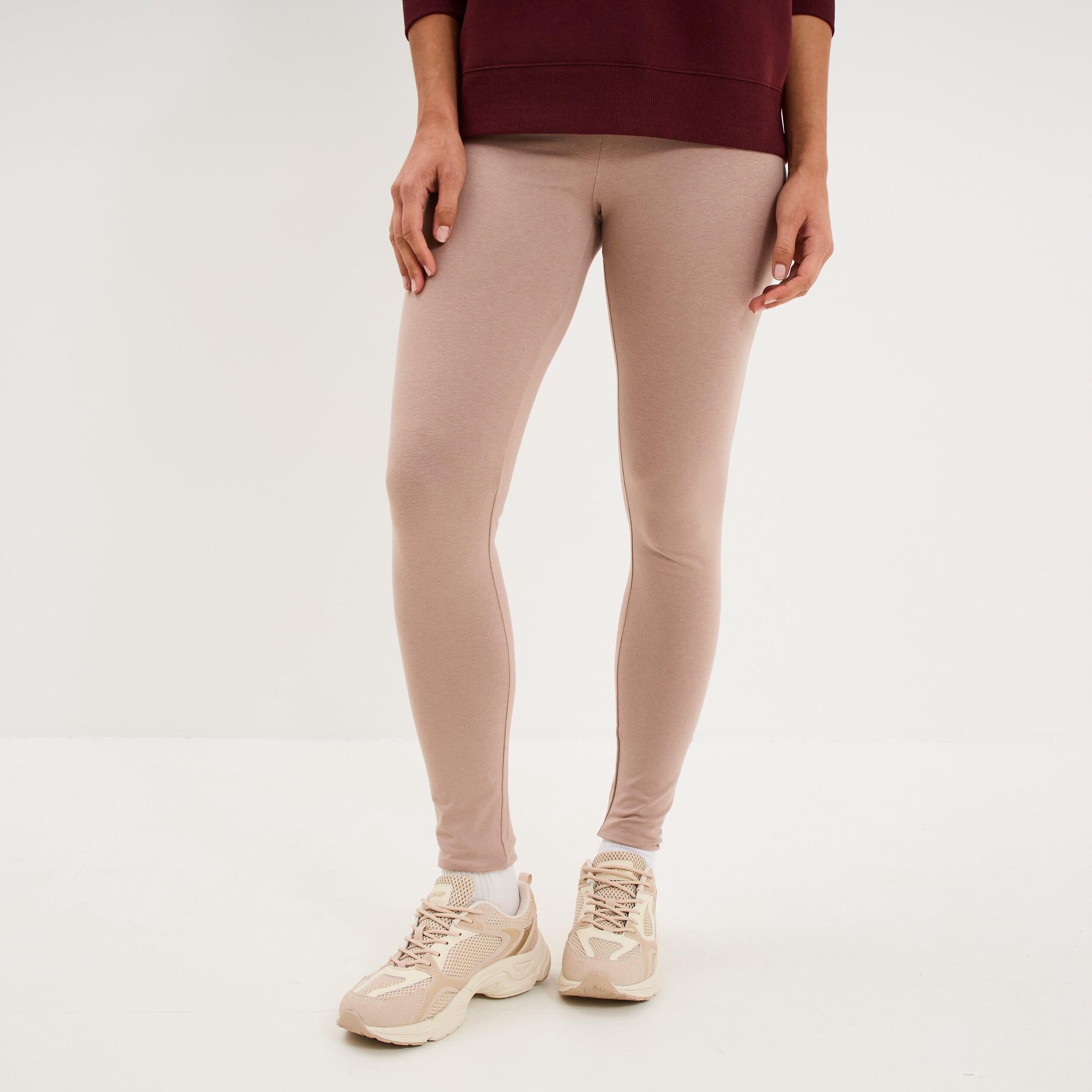 Legging taille haute marron clair femme