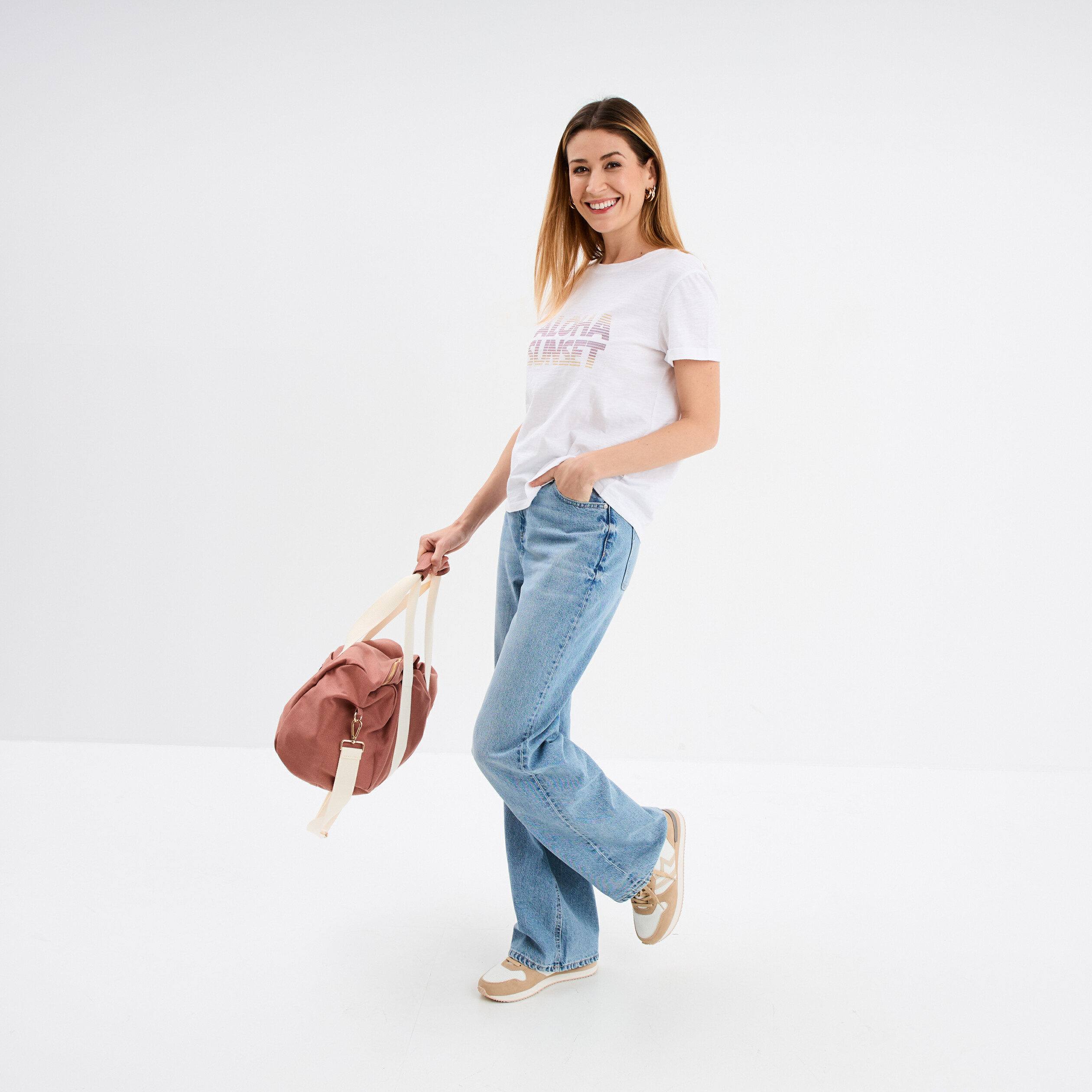 T-shirt manches courtes coton blanc femme