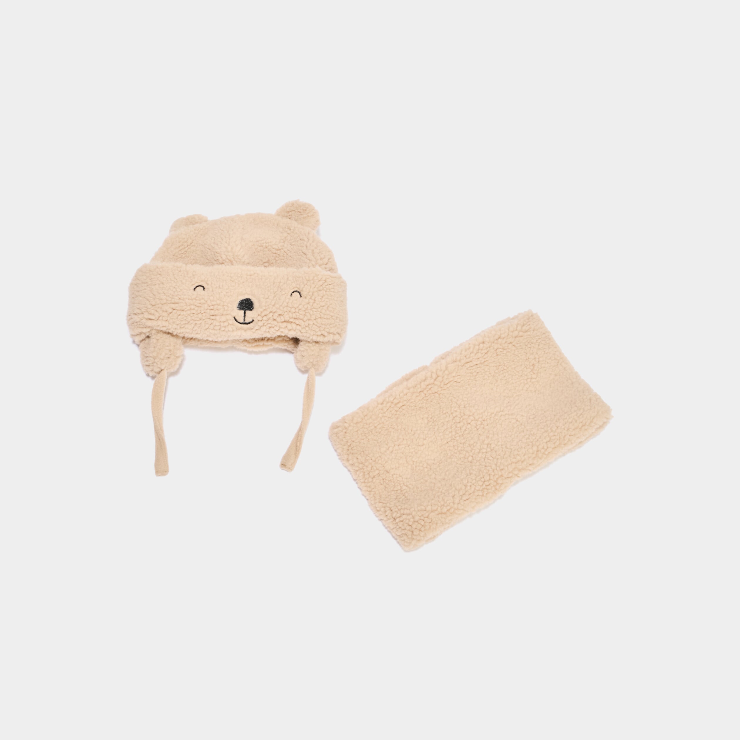 Ensemble bonnet et tour de cou sable mixte