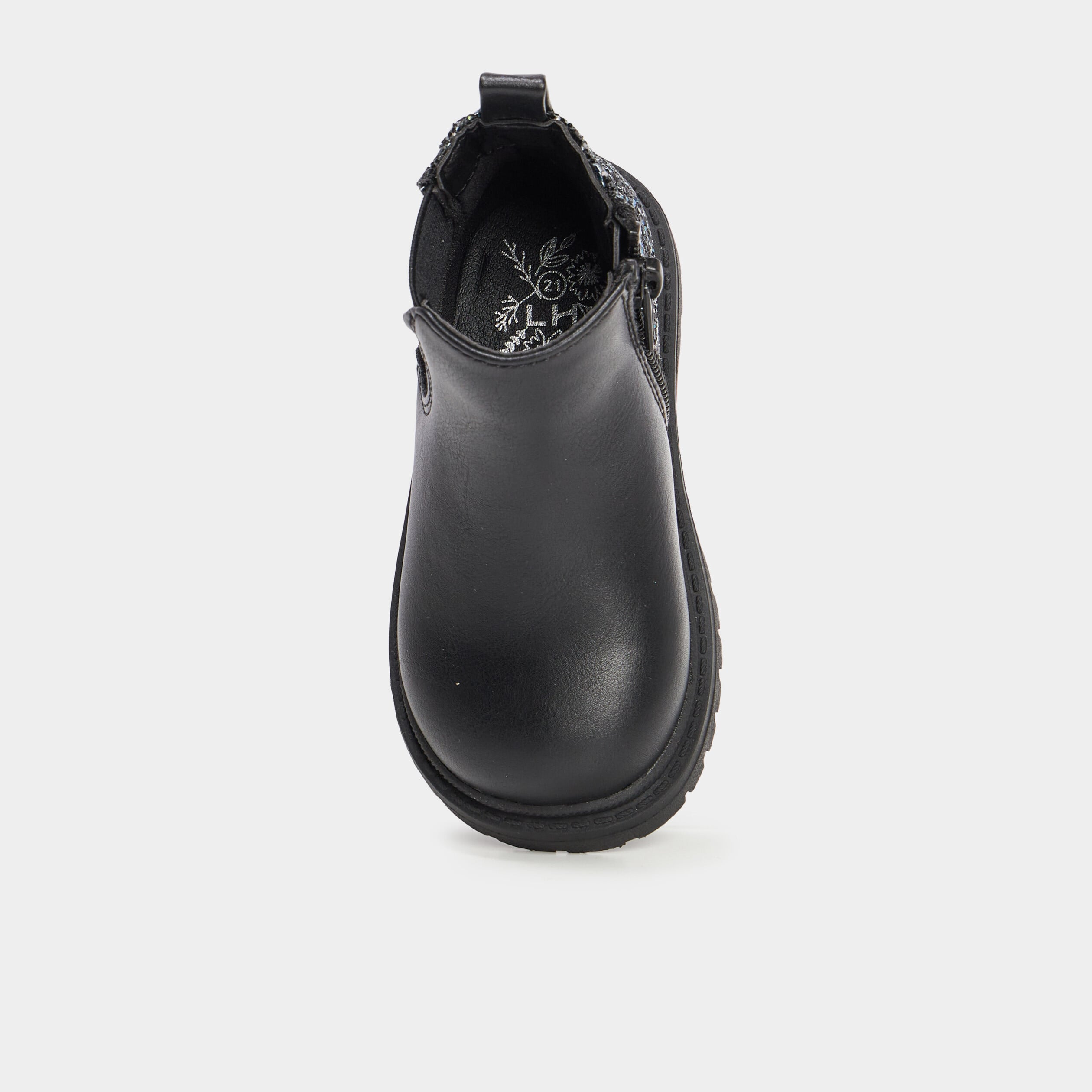 Bottines chelsea zipp&eacute;es paillettes noir b&eacute;b&eacute; fille