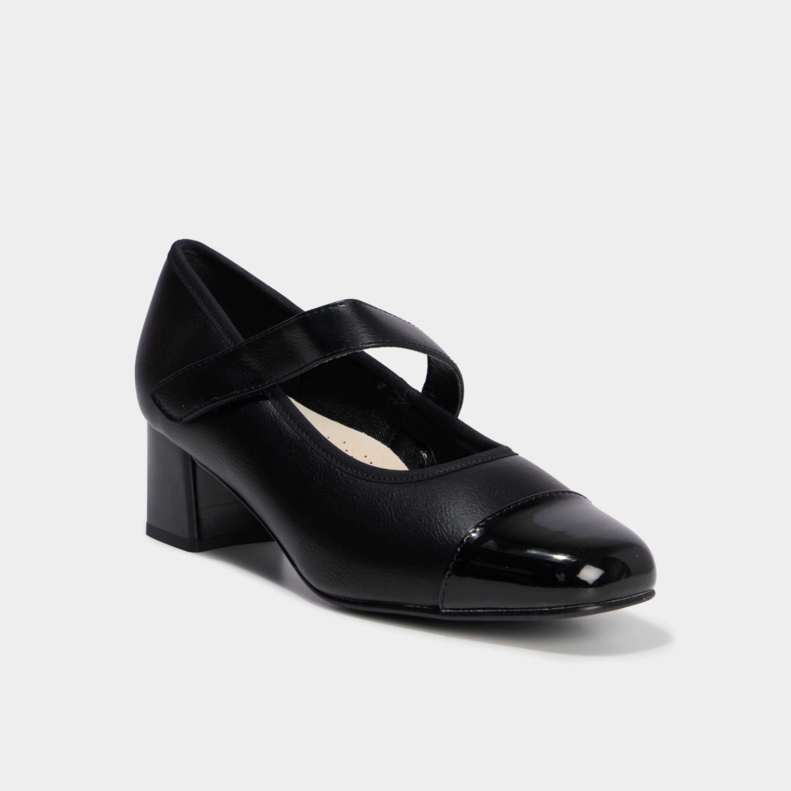 Escarpins &agrave; talons confort &agrave; brides noir femme