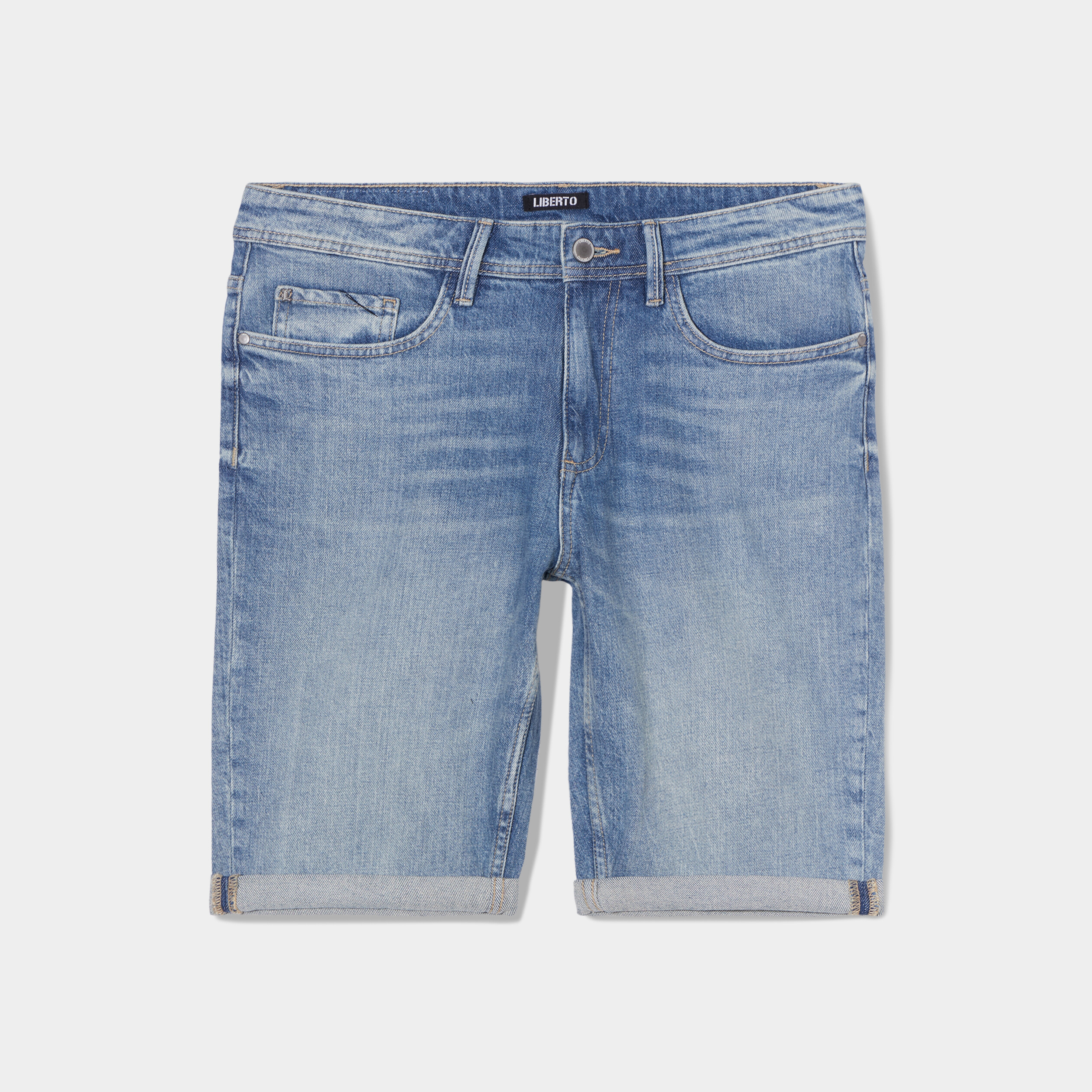 bermuda straight en jean liberto denim triple stone homme Bermuda straight en jean Liberto denim triple stone homme